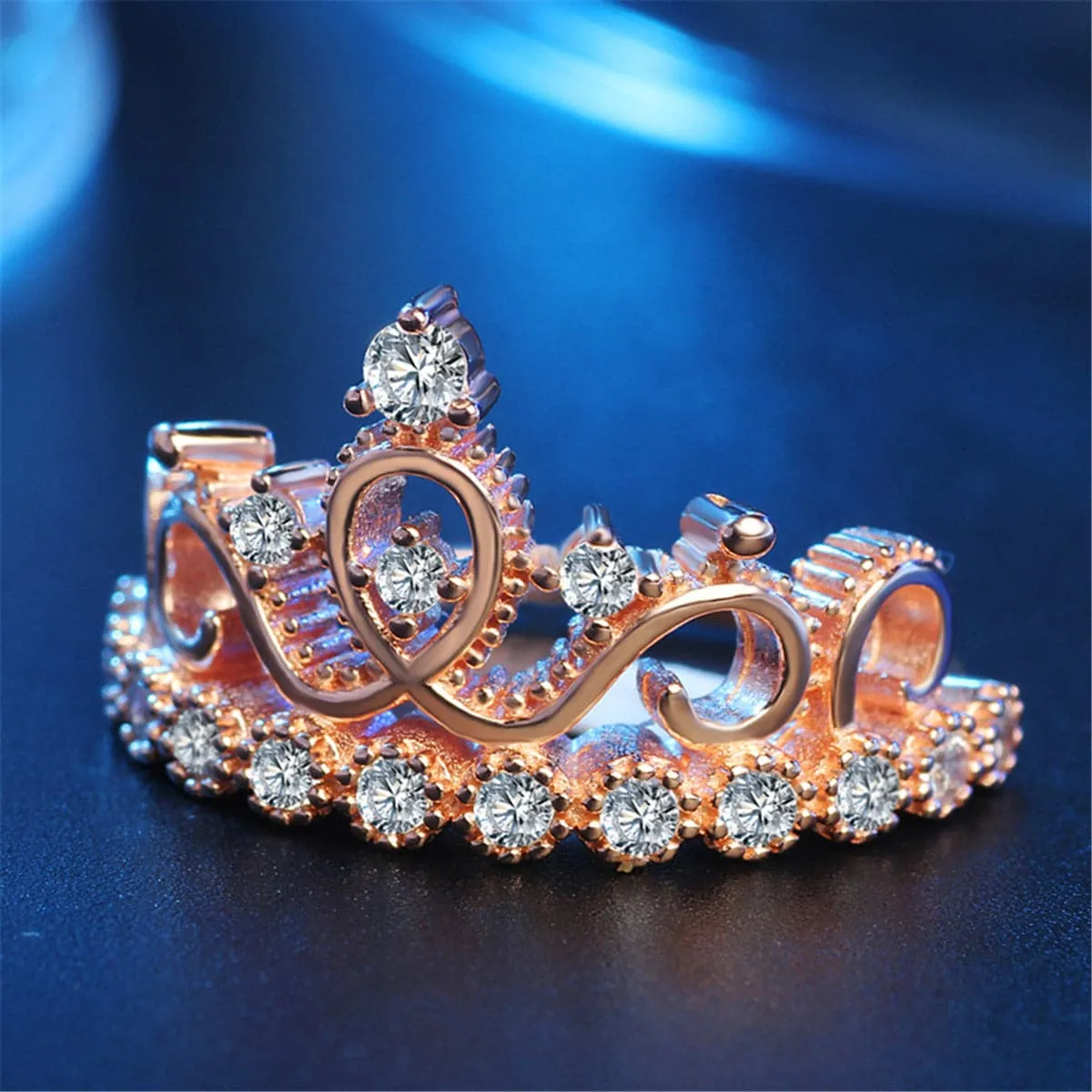 Cubic Zirconia & 18K Gold-Plated Crown Ring