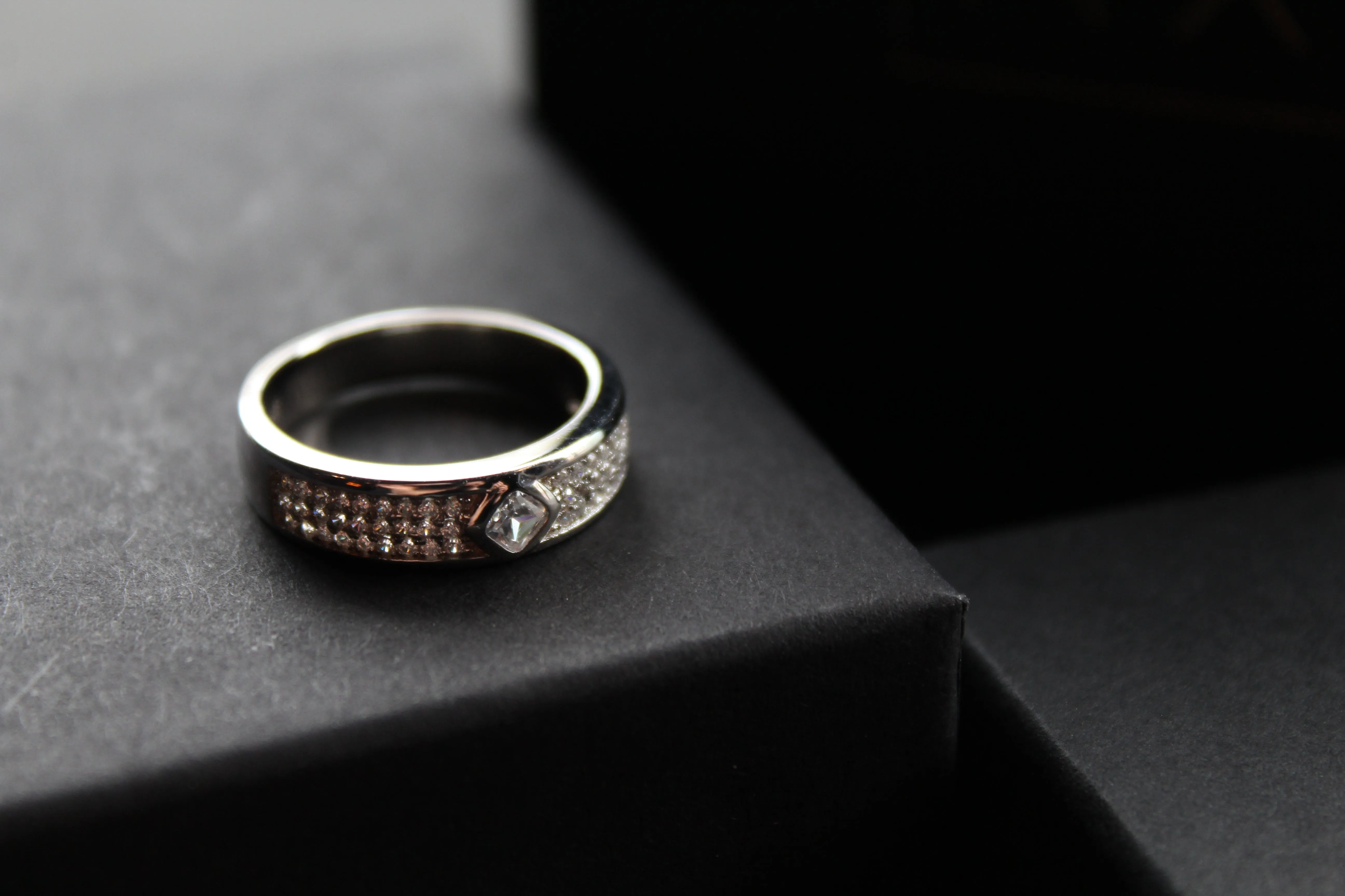 Cubic Zirconia Band with Solitaire Ring