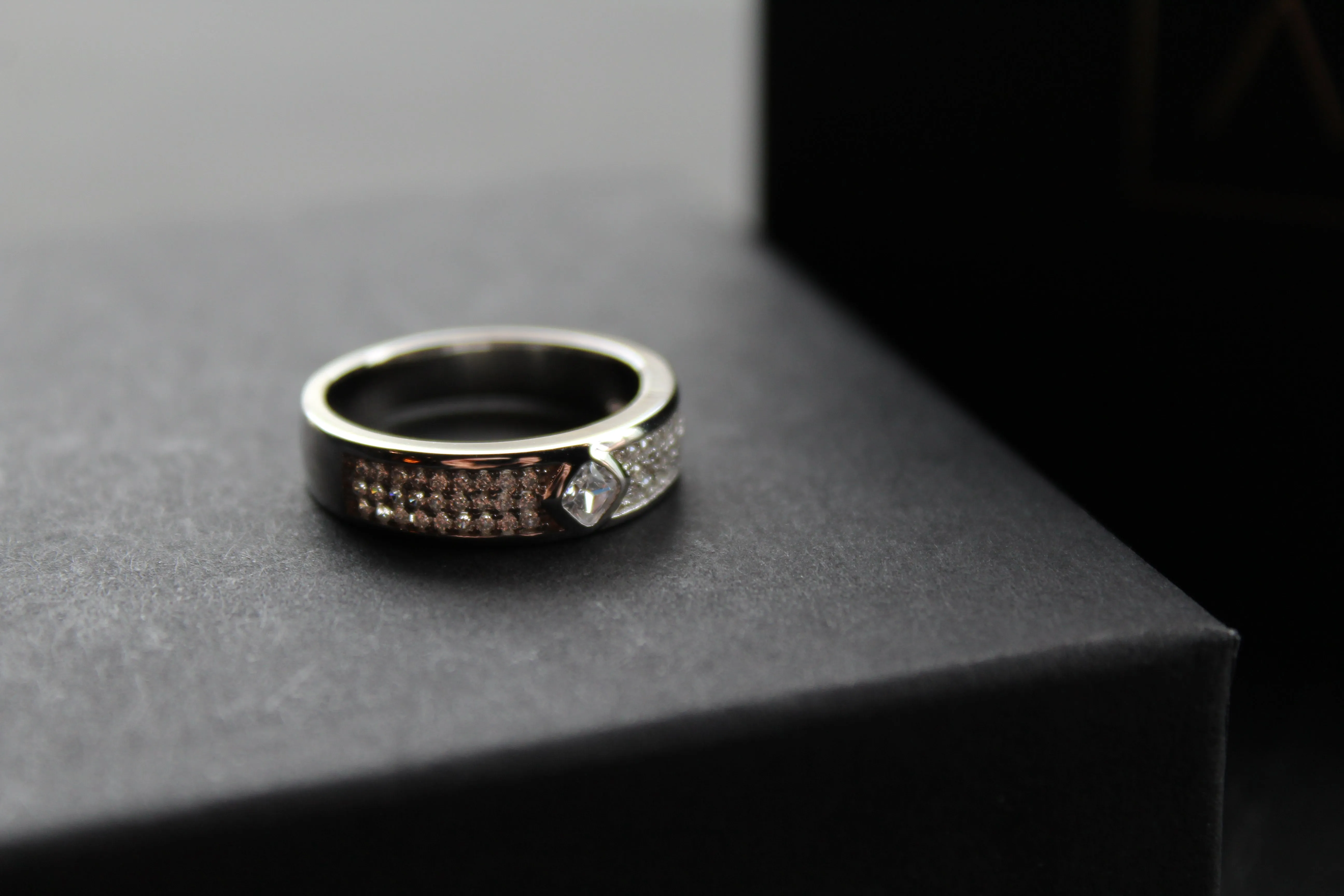 Cubic Zirconia Band with Solitaire Ring