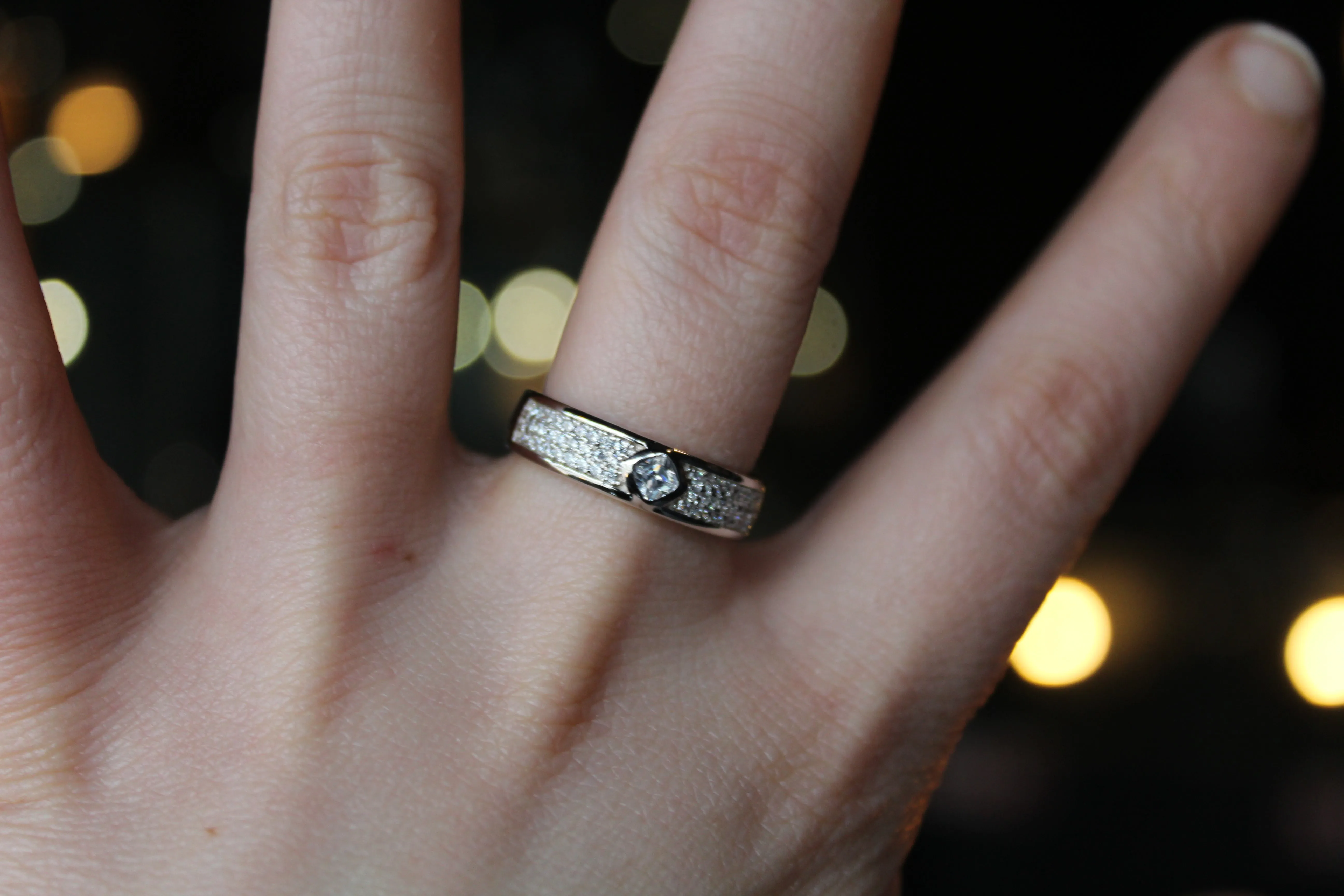 Cubic Zirconia Band with Solitaire Ring