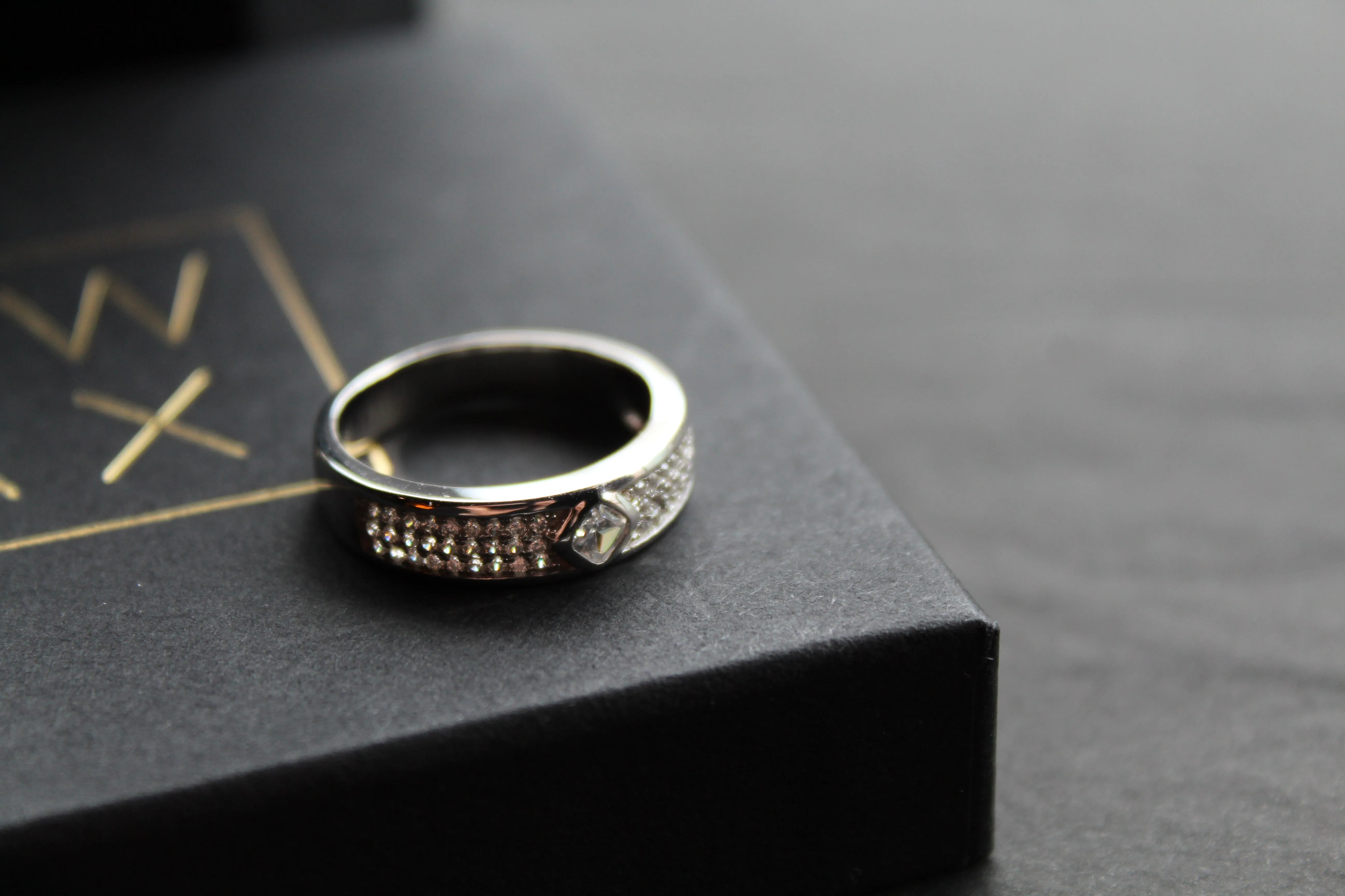 Cubic Zirconia Band with Solitaire Ring