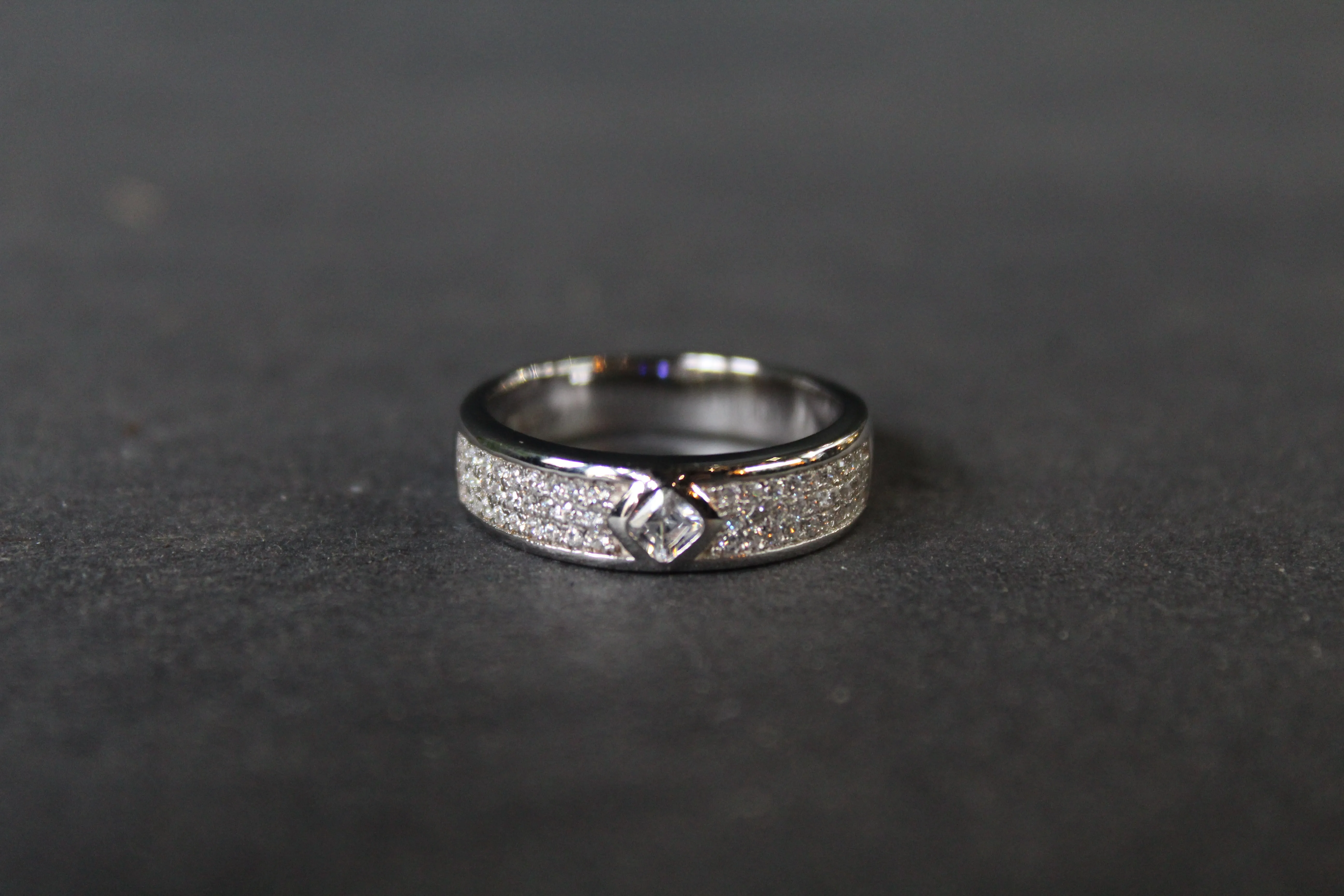 Cubic Zirconia Band with Solitaire Ring