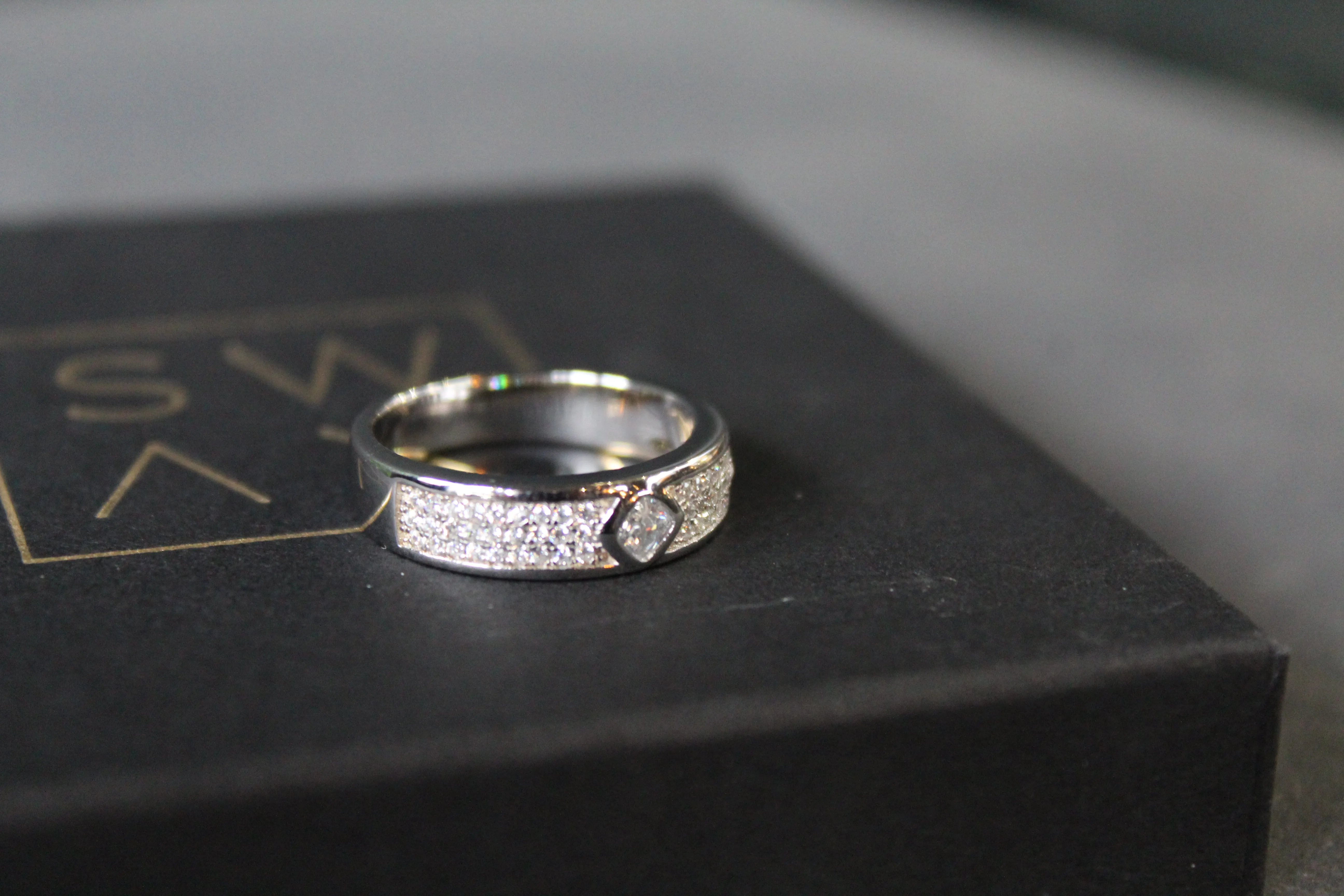 Cubic Zirconia Band with Solitaire Ring