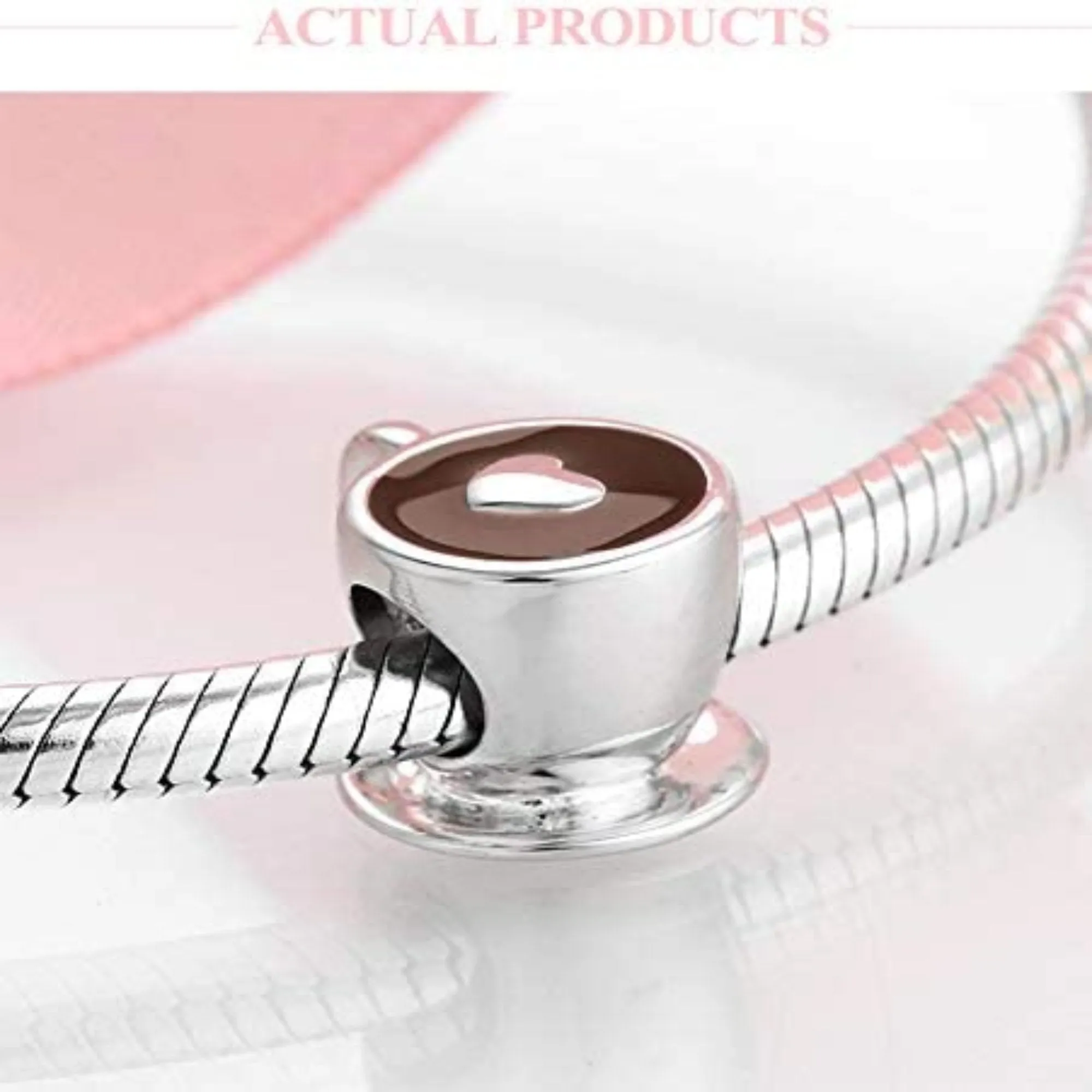 Cup of Coffee Tea Lovers Heart Bead Charm