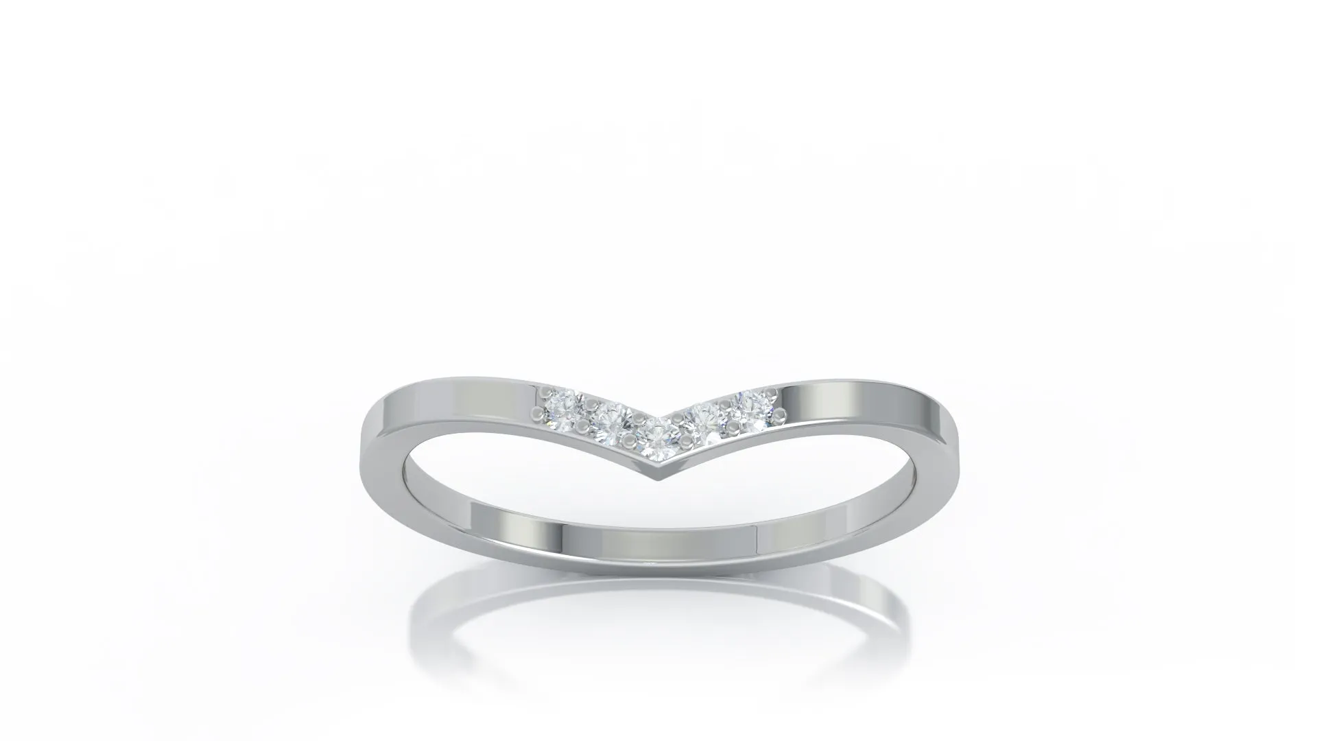 Curved 0.06Ct Diamond Stackable Ring in 14K Gold