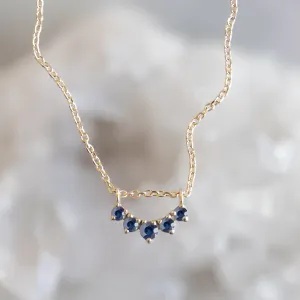 Custom Blue Sapphire Gemstone Sunburst Necklace | 10K Yellow Gold