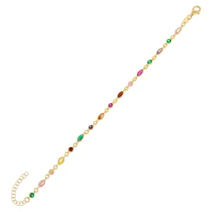 CZ Bezel Colored Marquise Bracelet