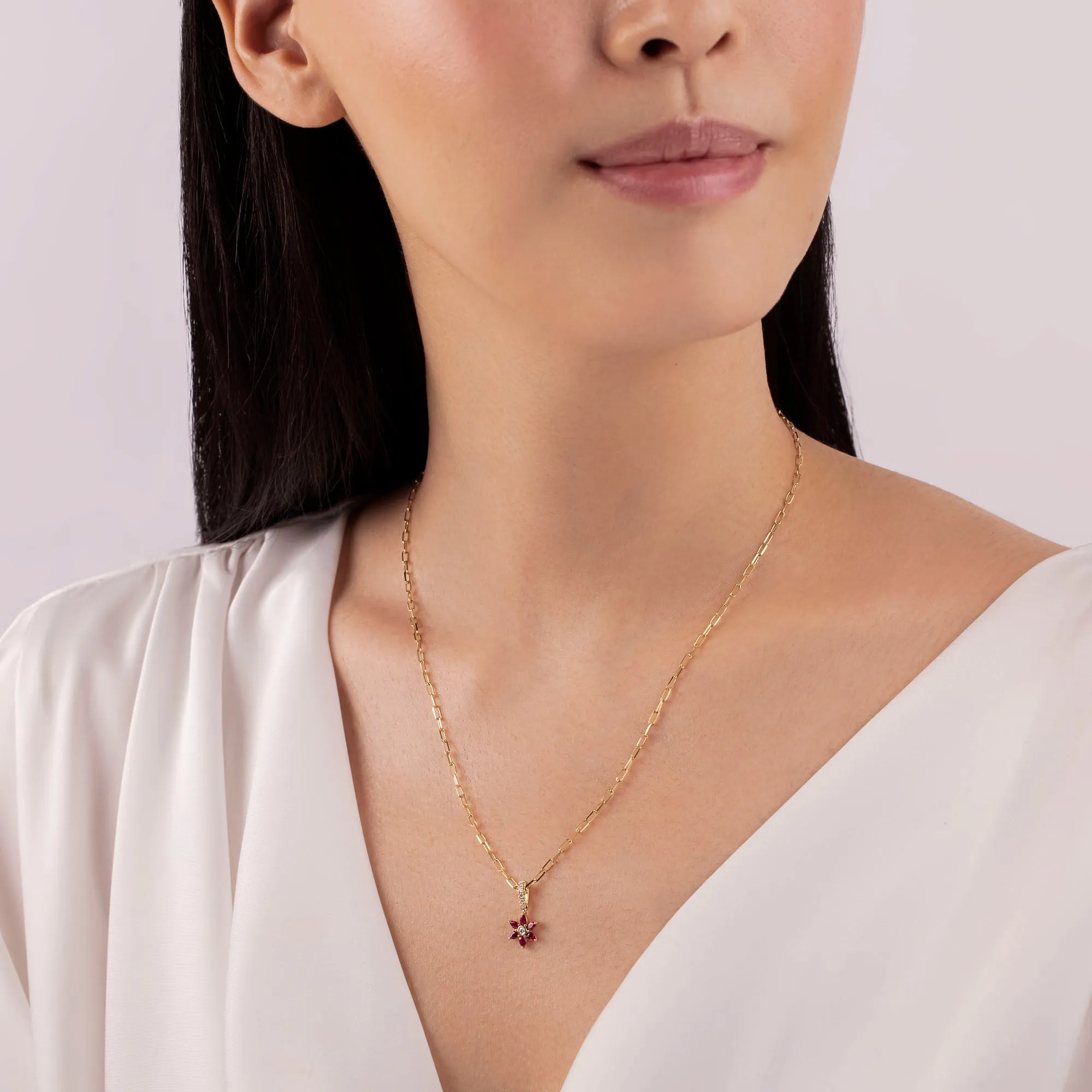 Daffodil Garden Ruby and Diamond Pendant