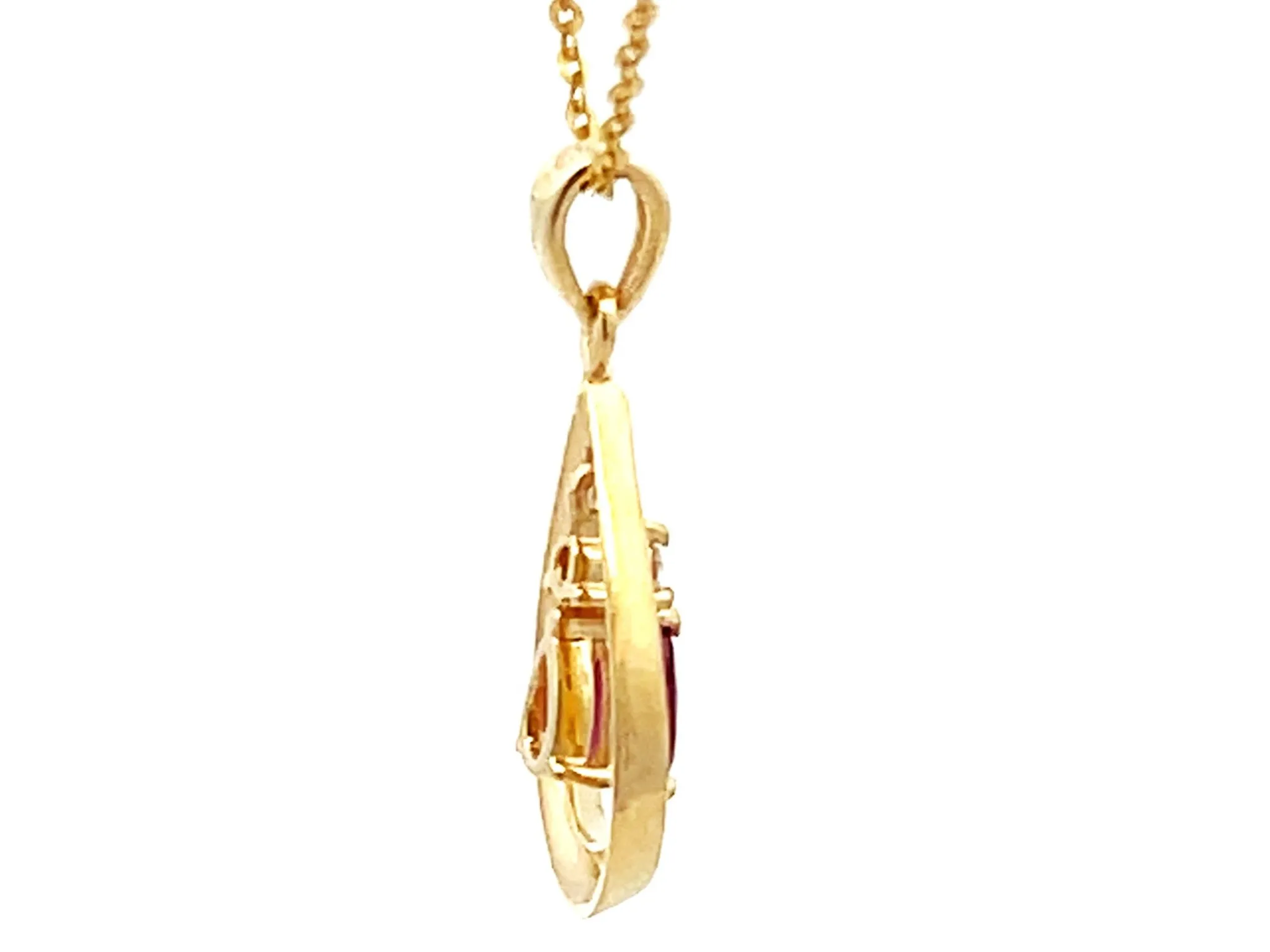 Dangly Burma Ruby Necklace 14k Yellow Gold
