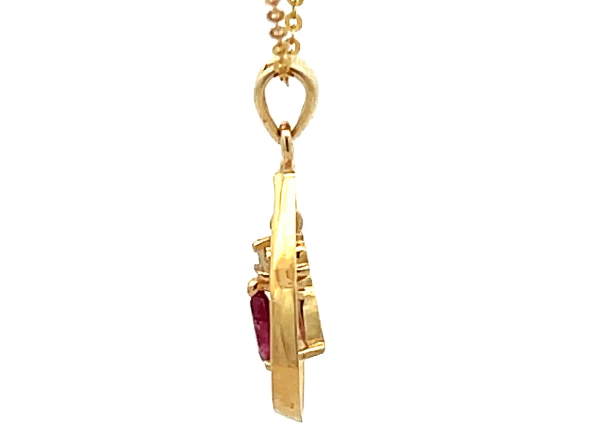 Dangly Burma Ruby Necklace 14k Yellow Gold