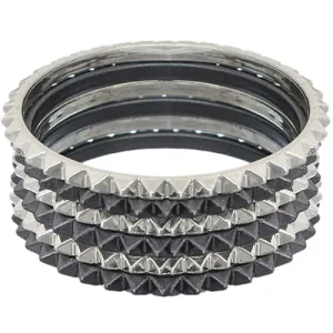 Dark Blue Two-Tone Spike Stacked Bracelet