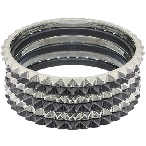 Dark Blue Two-Tone Spike Stacked Bracelet
