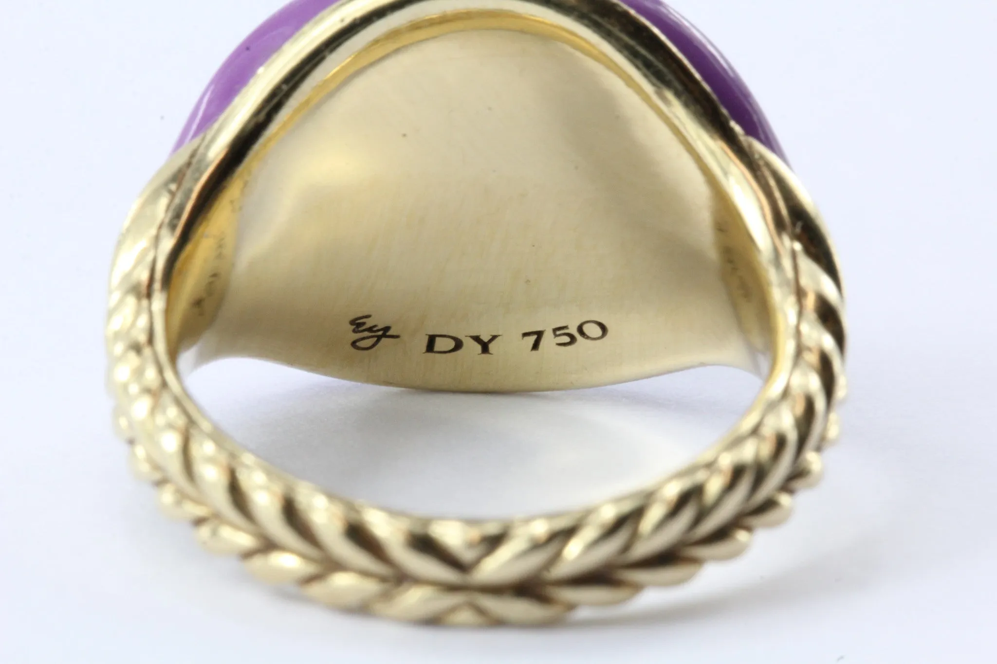 David Yurman 18K Gold Bubblegum Purple Pinky Ring Limited Edition