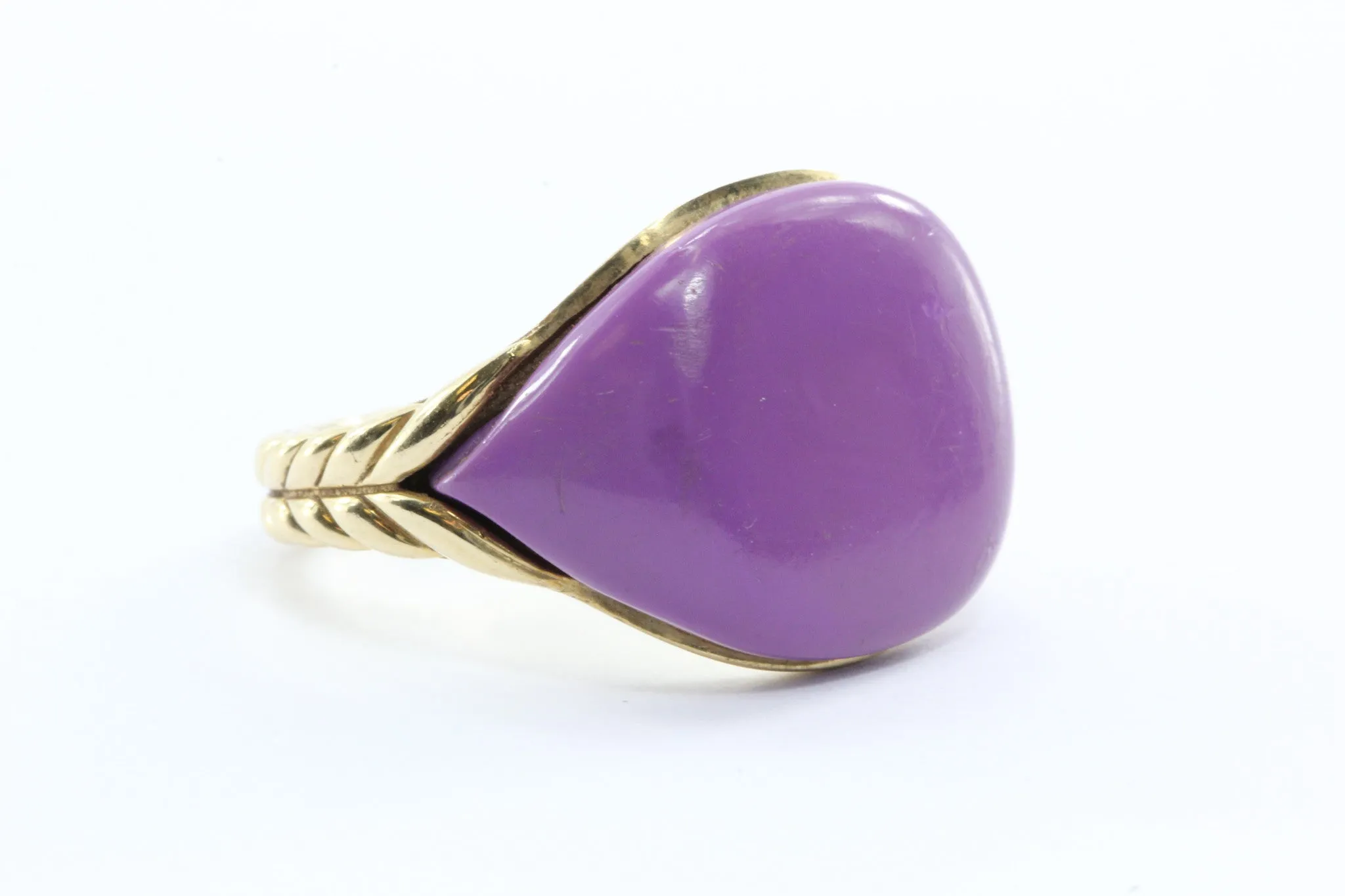 David Yurman 18K Gold Bubblegum Purple Pinky Ring Limited Edition