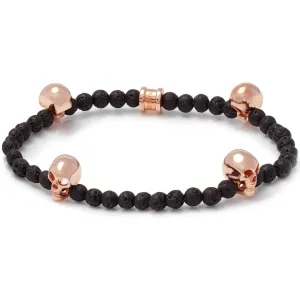 Deakin & Francis Lava Bead Rose Gold Skull Bracelet, Length 7 inches