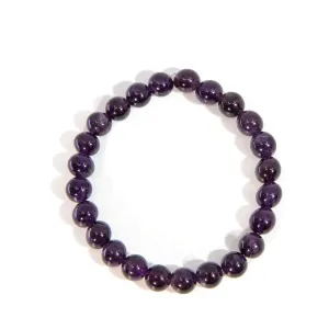 Deep Purple Amethyst 8mm Beaded Bracelet