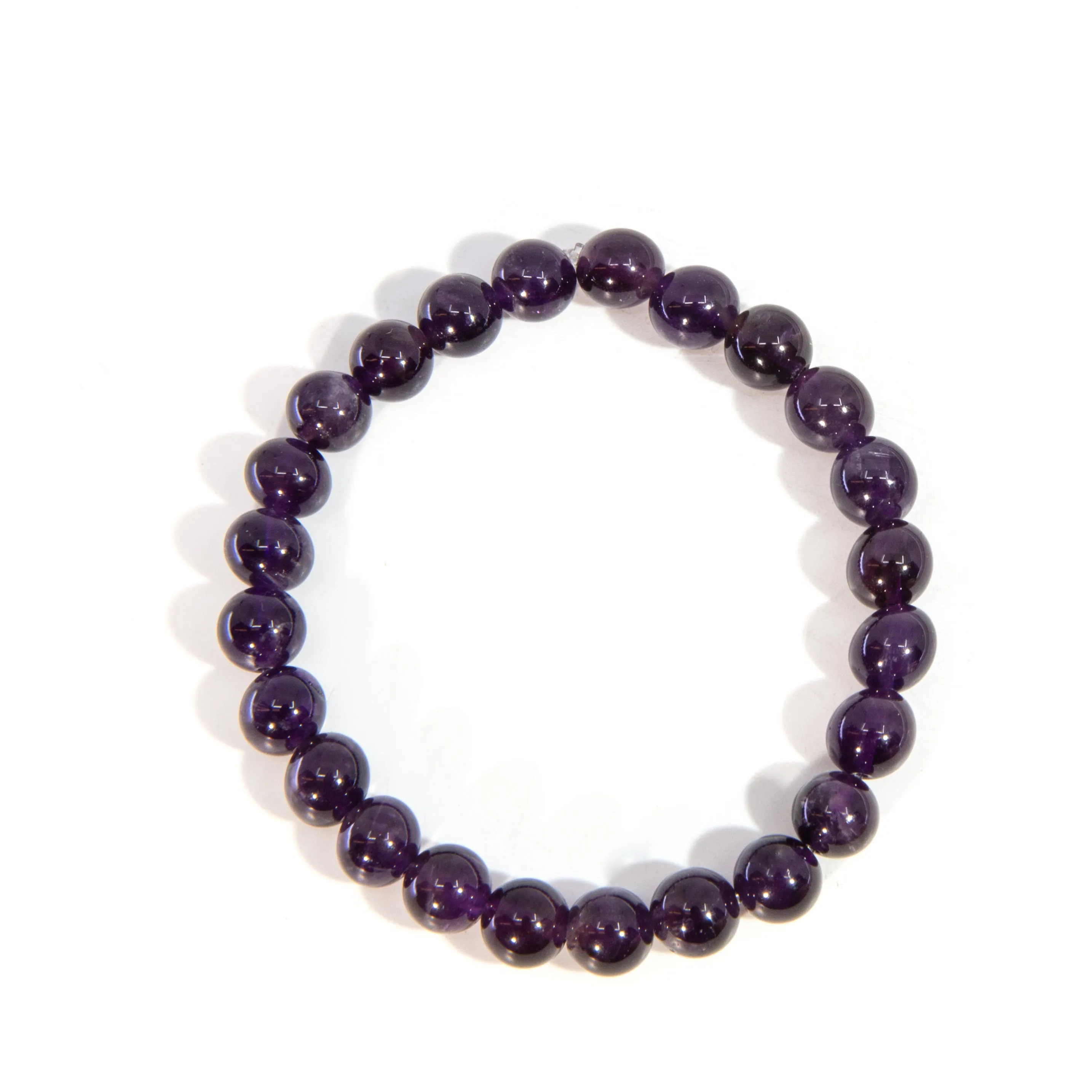 Deep Purple Amethyst 8mm Beaded Bracelet