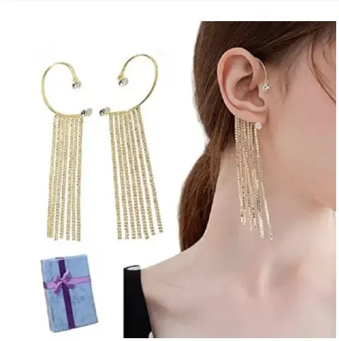 Diamond-Adorned Tassel Earrings for Women