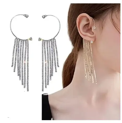 Diamond-Adorned Tassel Earrings for Women