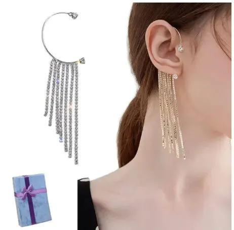 Diamond-Adorned Tassel Earrings for Women