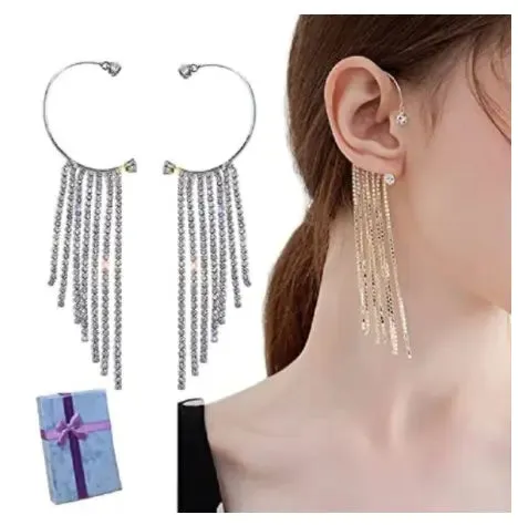 Diamond-Adorned Tassel Earrings for Women