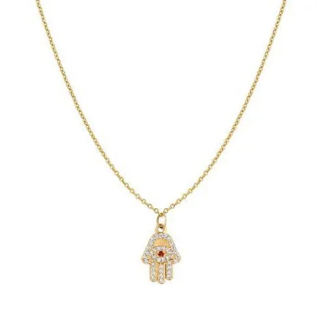 Diamond & Ruby Hamsa Necklace