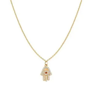 Diamond & Ruby Hamsa Necklace