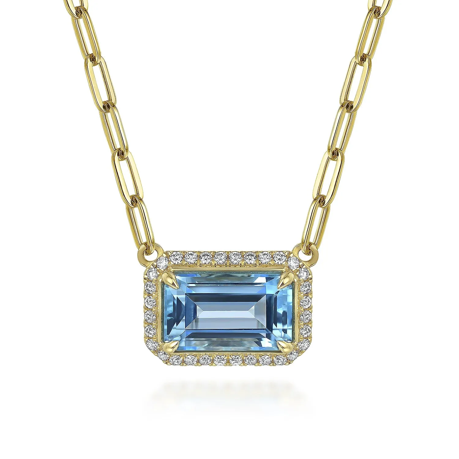 Diamond and Emerald Cut Gemstone Necklace With Flower Pattern Gallery