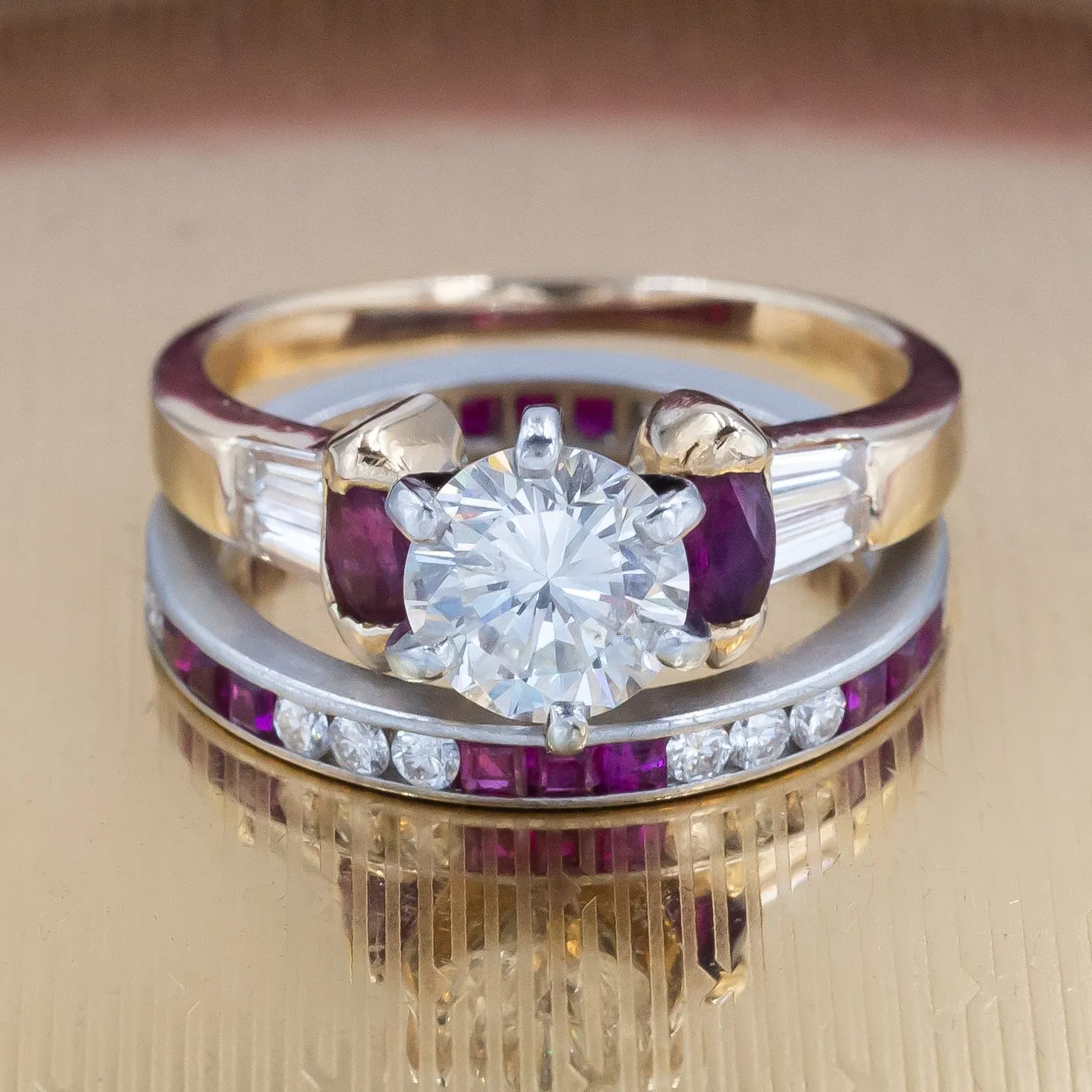 Diamond and Fine Ruby Engagement Ring c1980