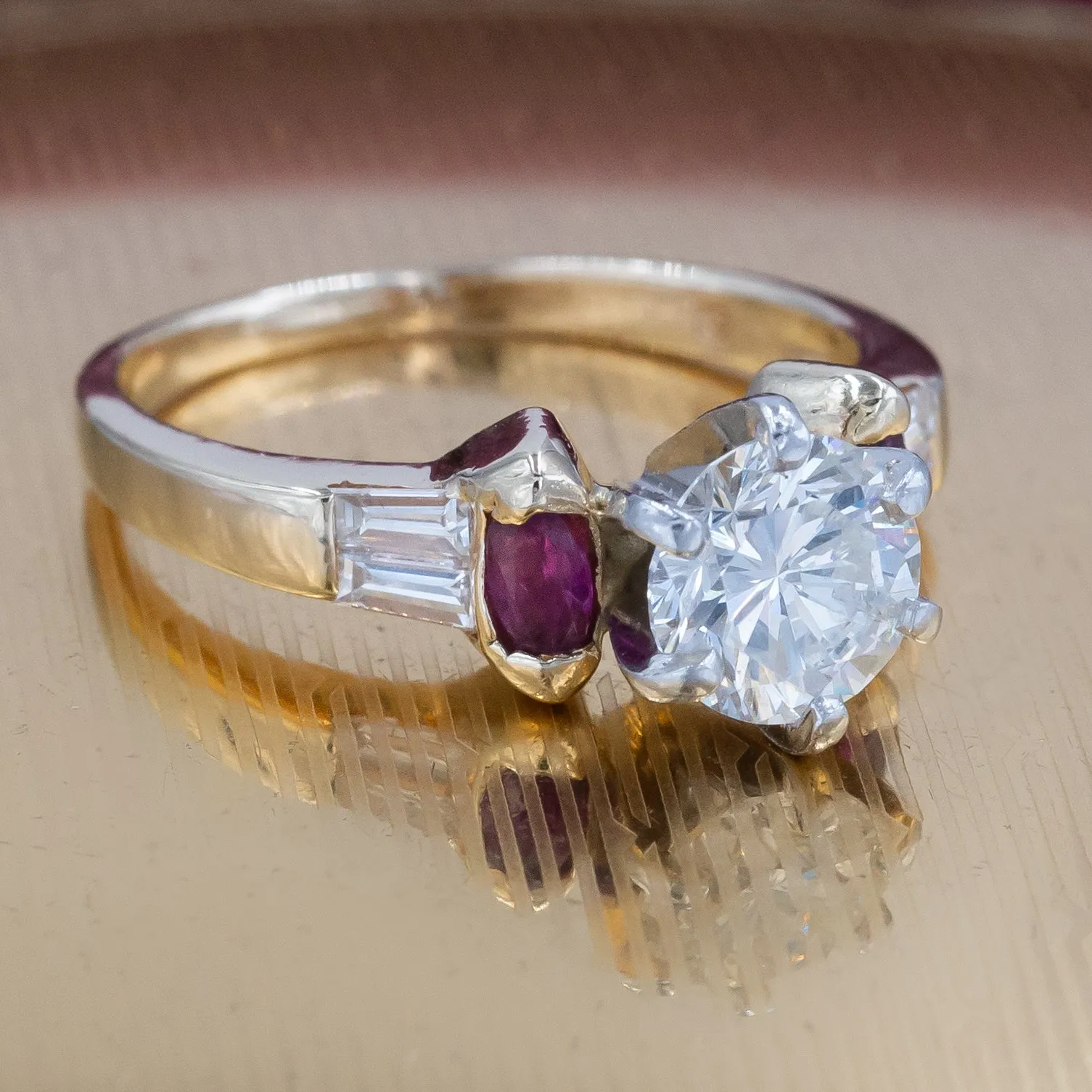 Diamond and Fine Ruby Engagement Ring c1980