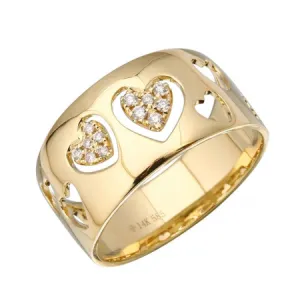 Diamond Cigar Cutout/Diamond Hearts Ring