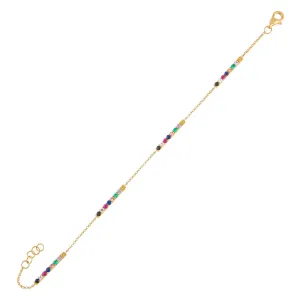 Diamond Rainbow Bar Bracelet 14K
