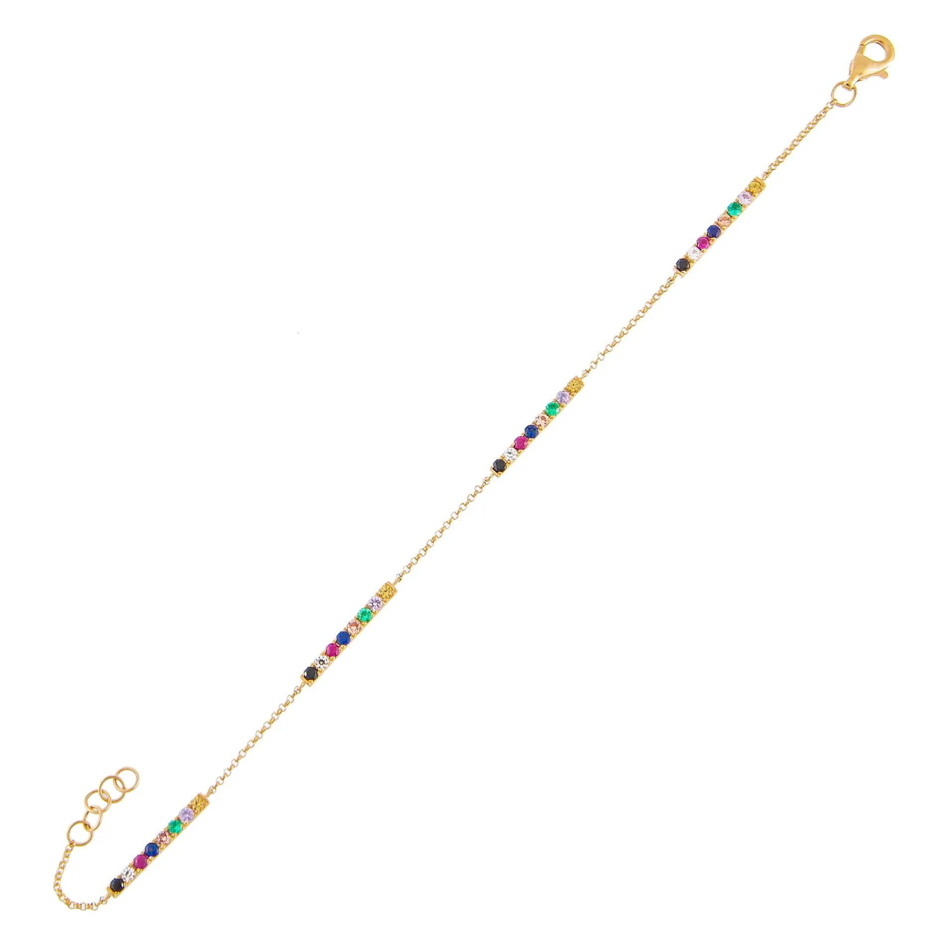 Diamond Rainbow Bar Bracelet 14K