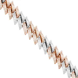 Diamond Spiked Cuban Bracelet in 14k Two Tone Gold 12.53 Ctw