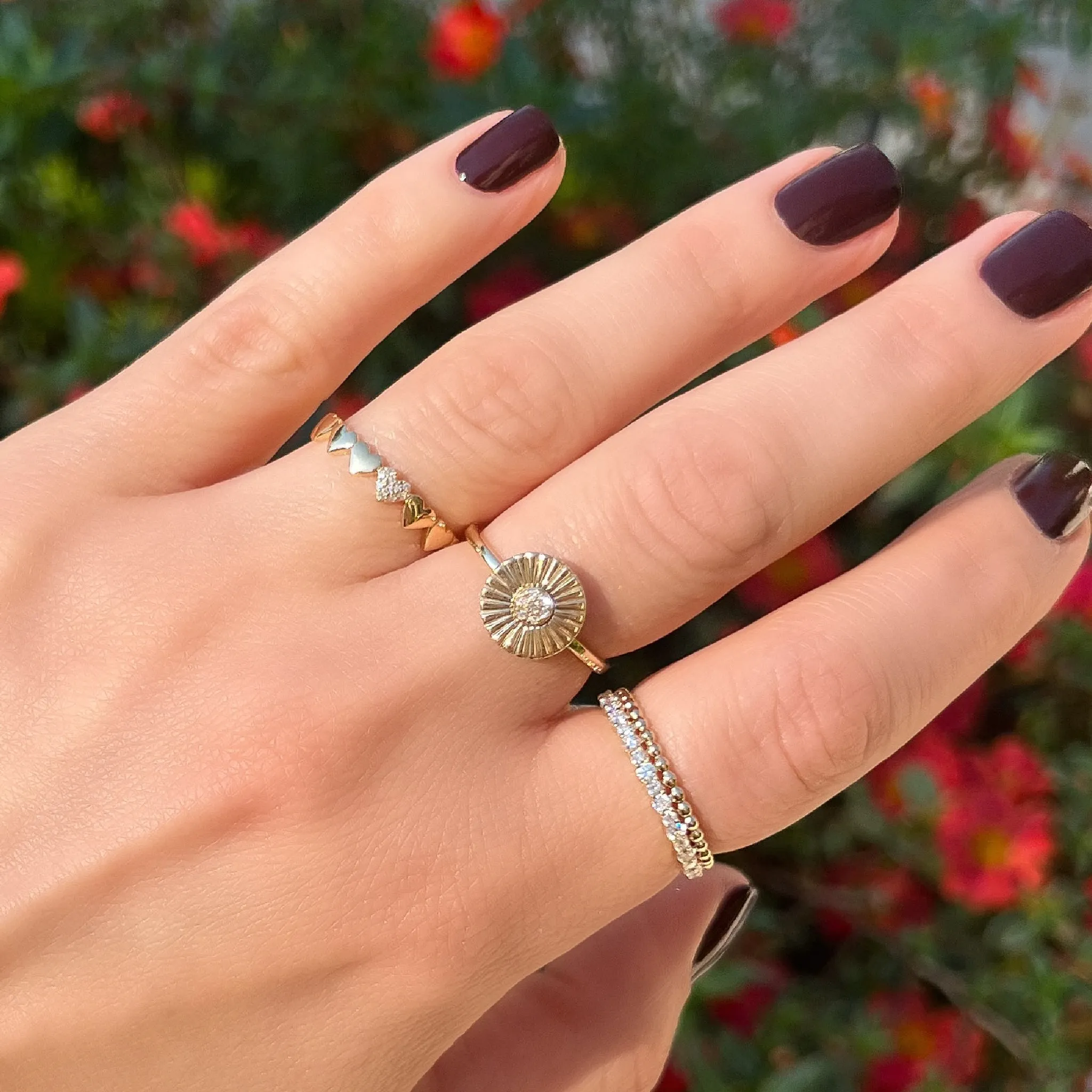 Diamond Stacked Bead Ring