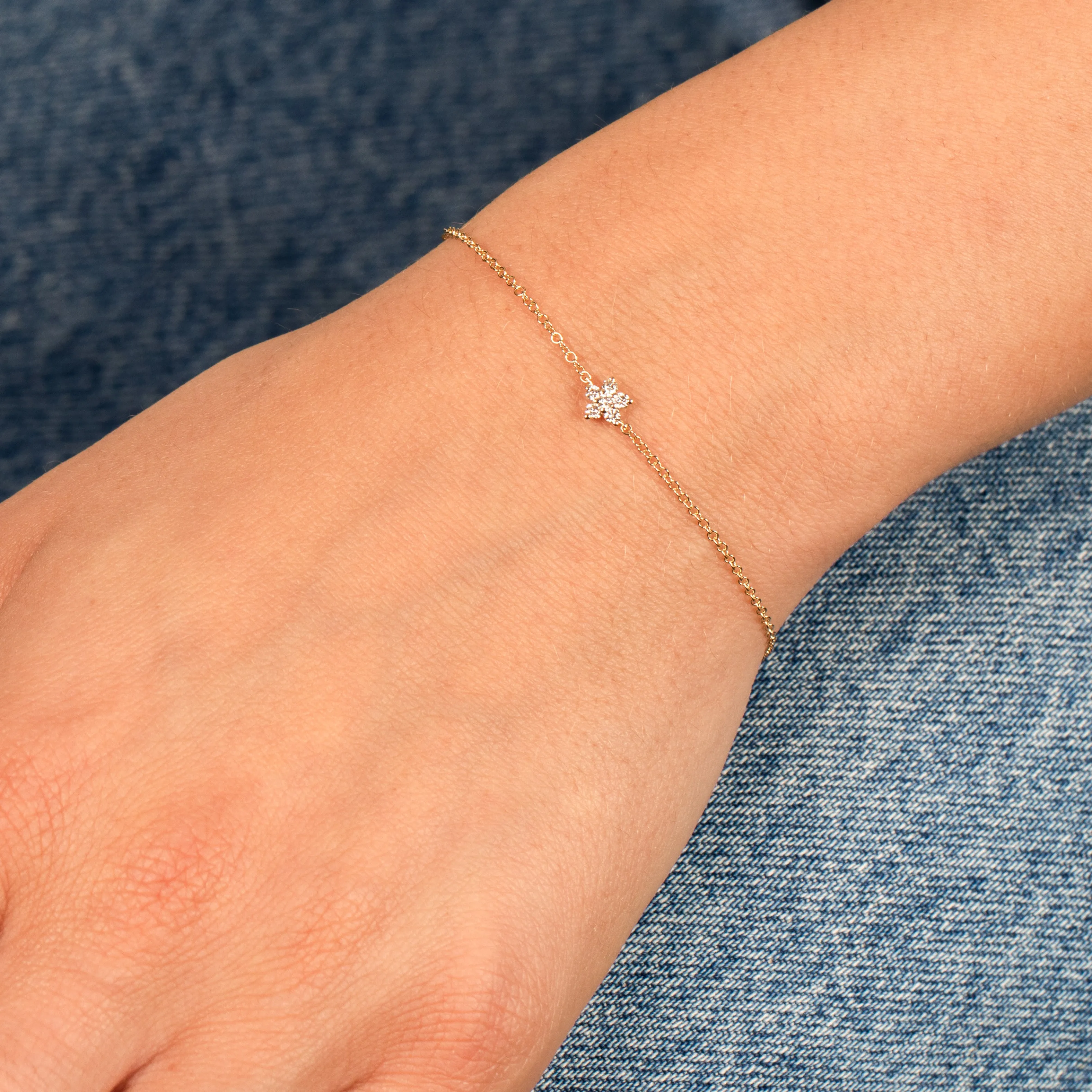 Diamond Tiny Flower Bracelet 14K