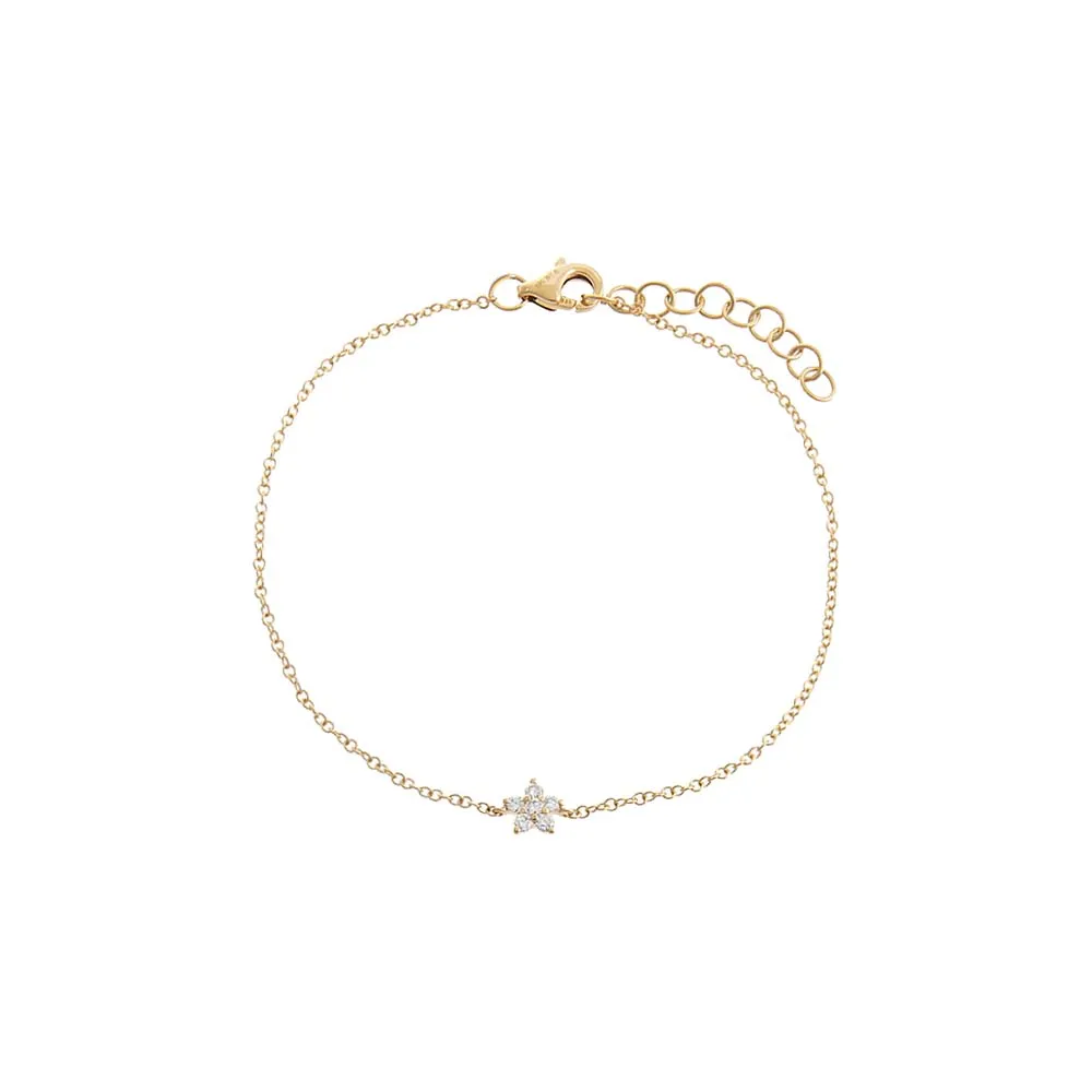Diamond Tiny Flower Bracelet 14K