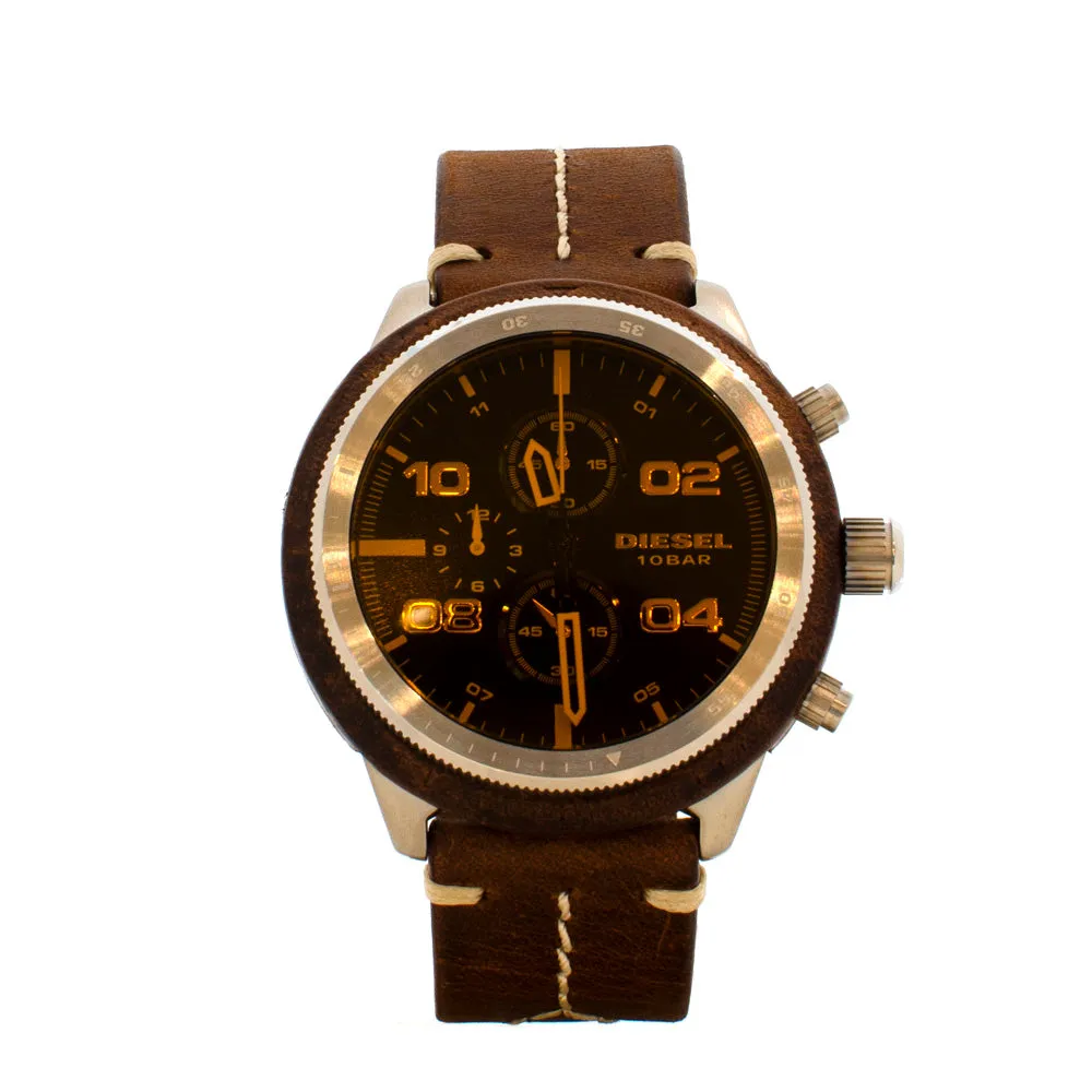 Diesel Men's Chronograph Watch With Brown Leather Strap