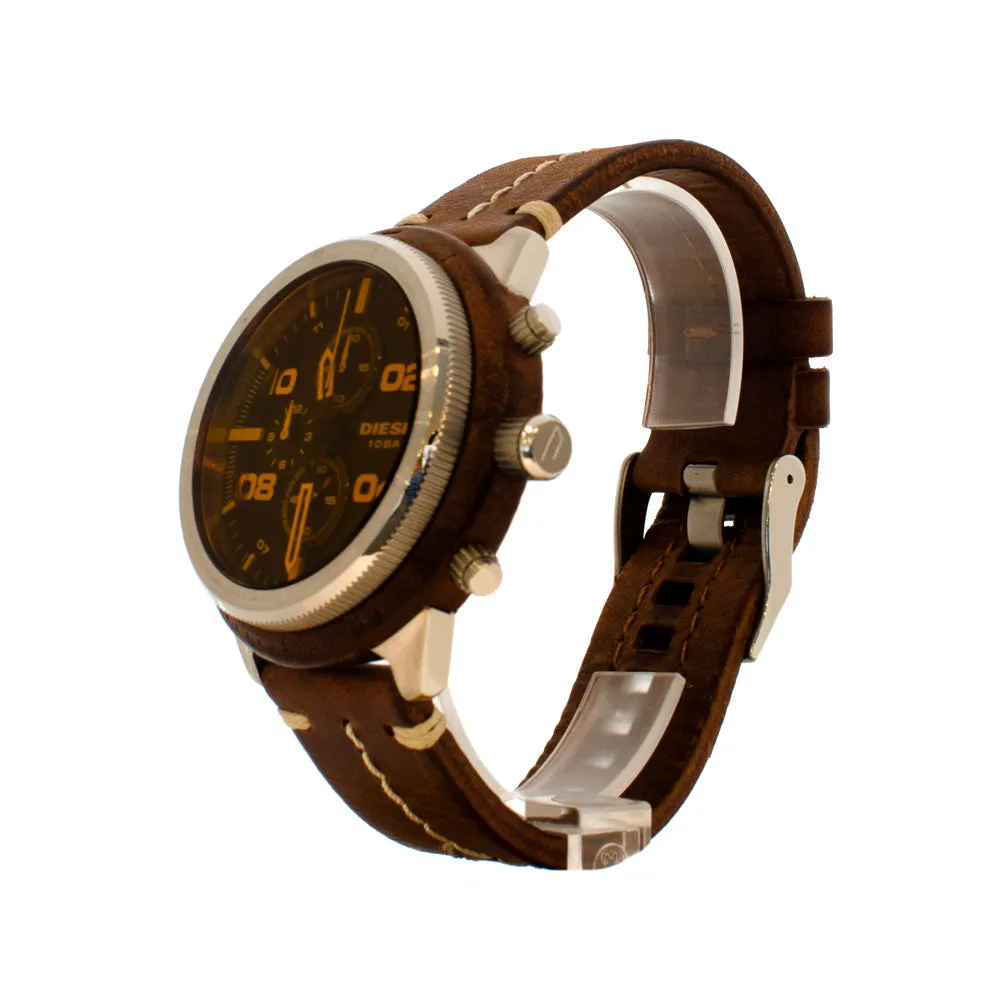 Diesel Men's Chronograph Watch With Brown Leather Strap