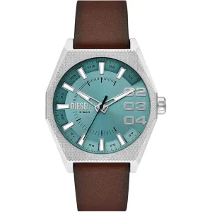 Diesel Scraper Gents Three-Hand Brown Leather Watch