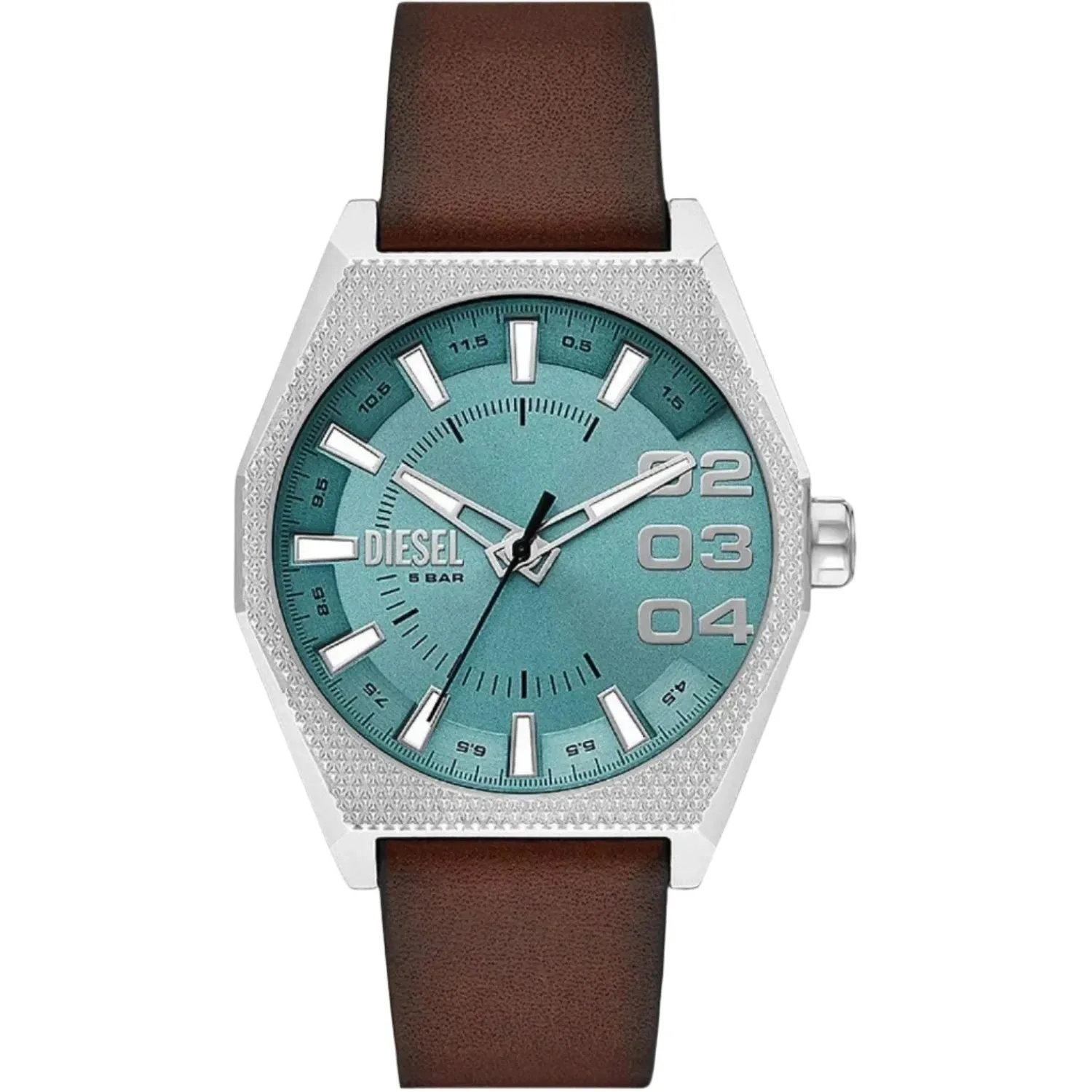 Diesel Scraper Gents Three-Hand Brown Leather Watch
