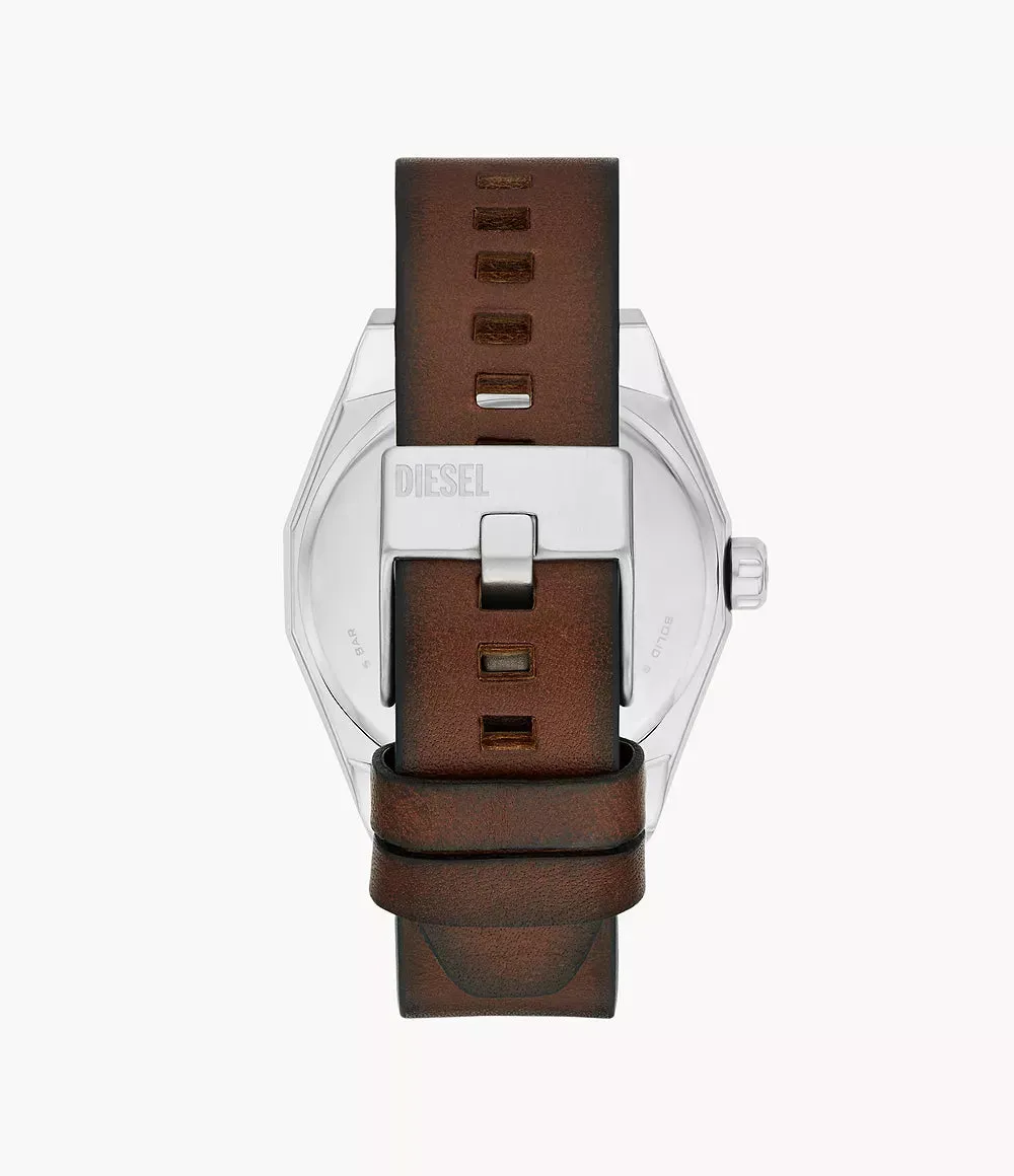 Diesel Scraper Gents Three-Hand Brown Leather Watch