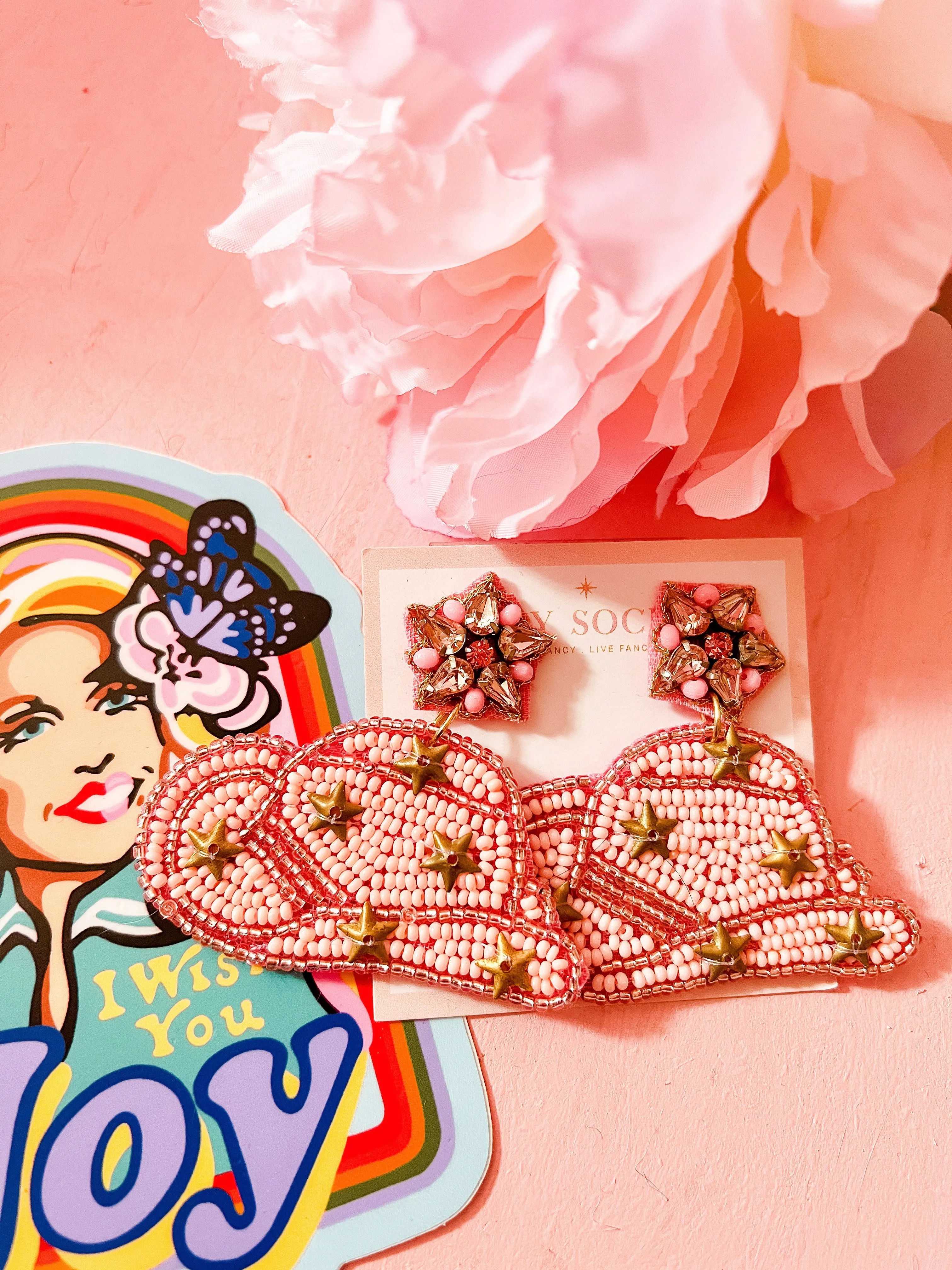 Dolly Cowgirl Star Hat Earrings
