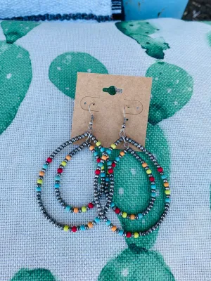 Double Beaded Teardrop Dangle Earring