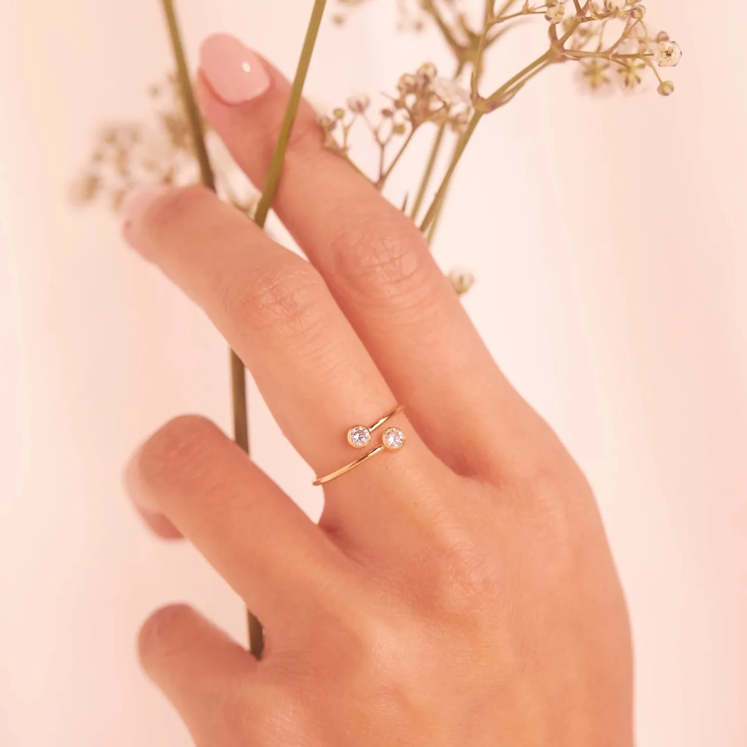 Double CZ Adjustable Ring