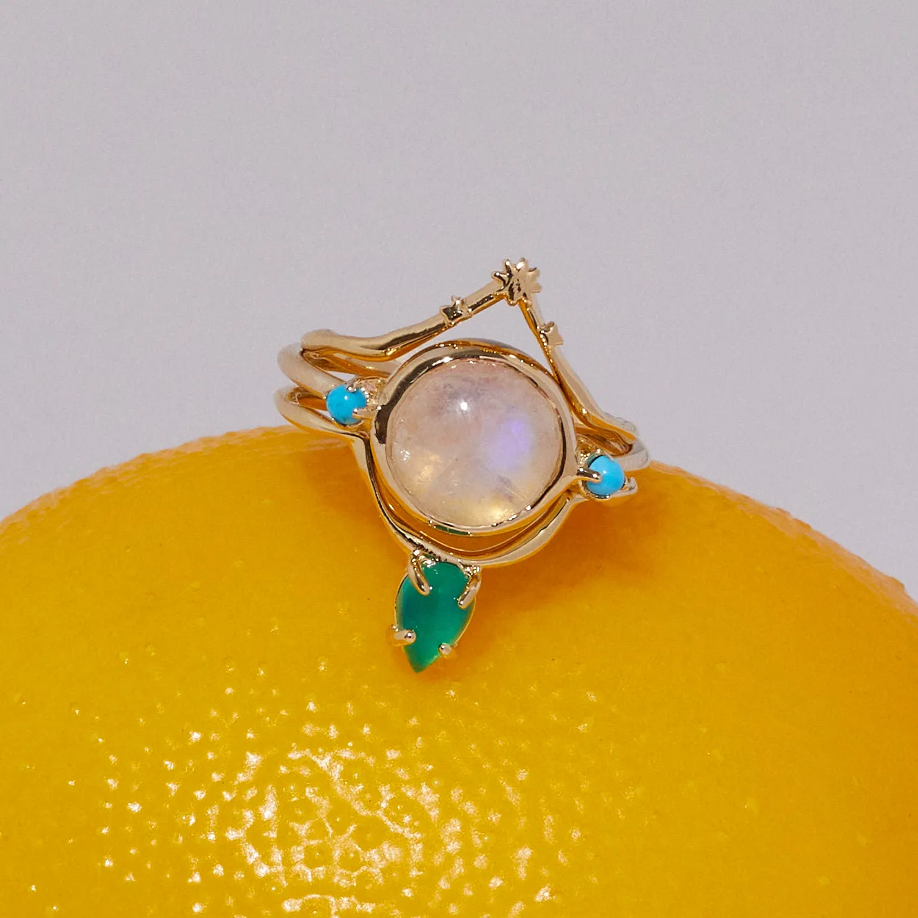 Drip Ring in Green Onyx