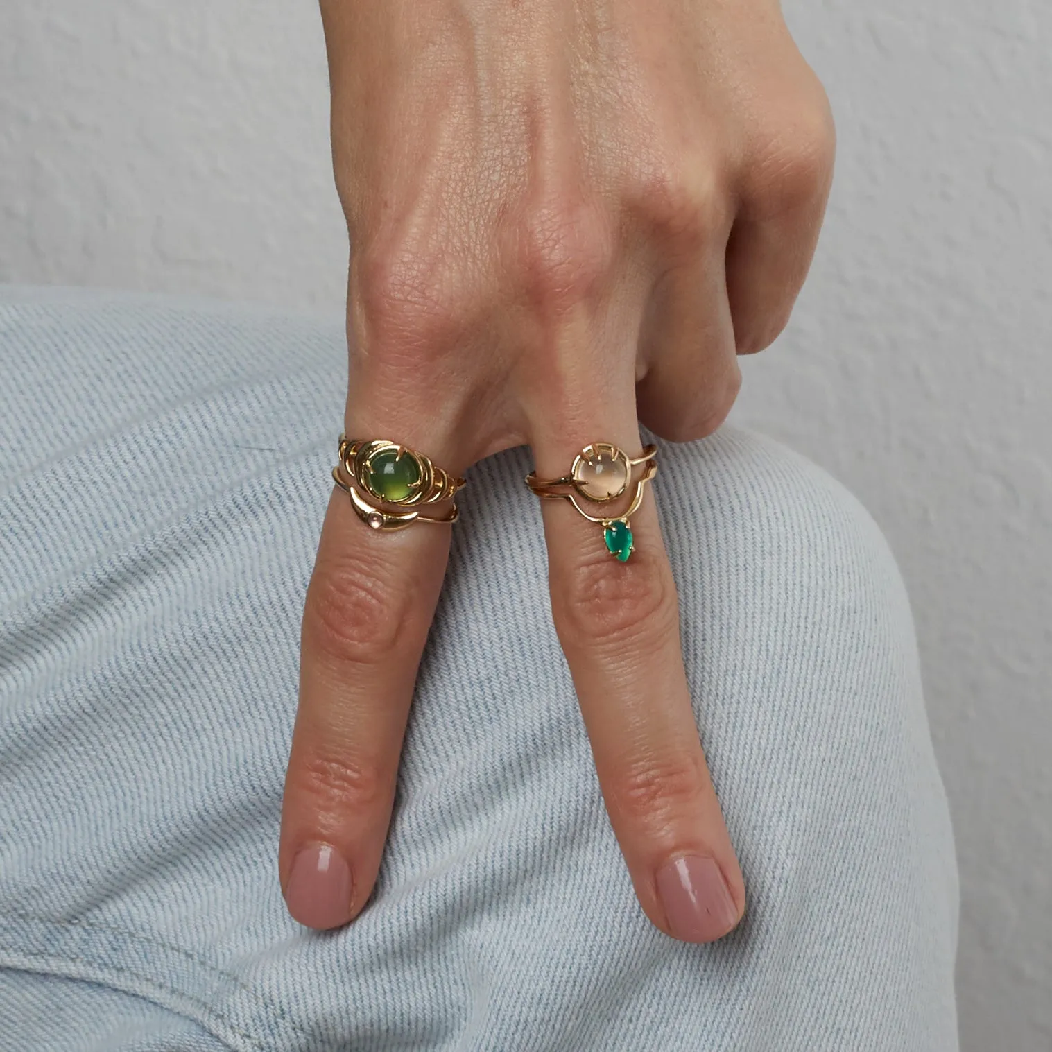 Drip Ring in Green Onyx