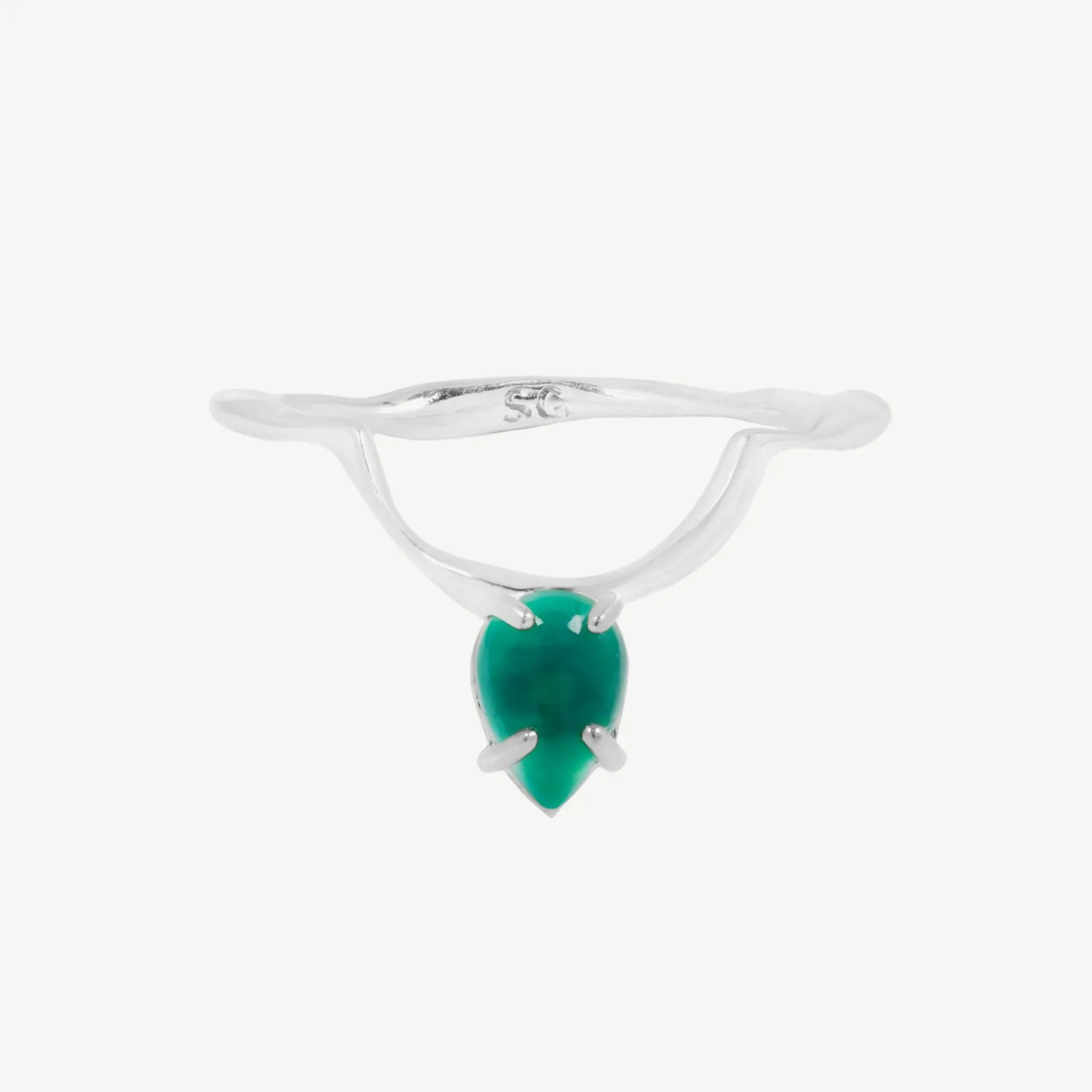 Drip Ring in Green Onyx