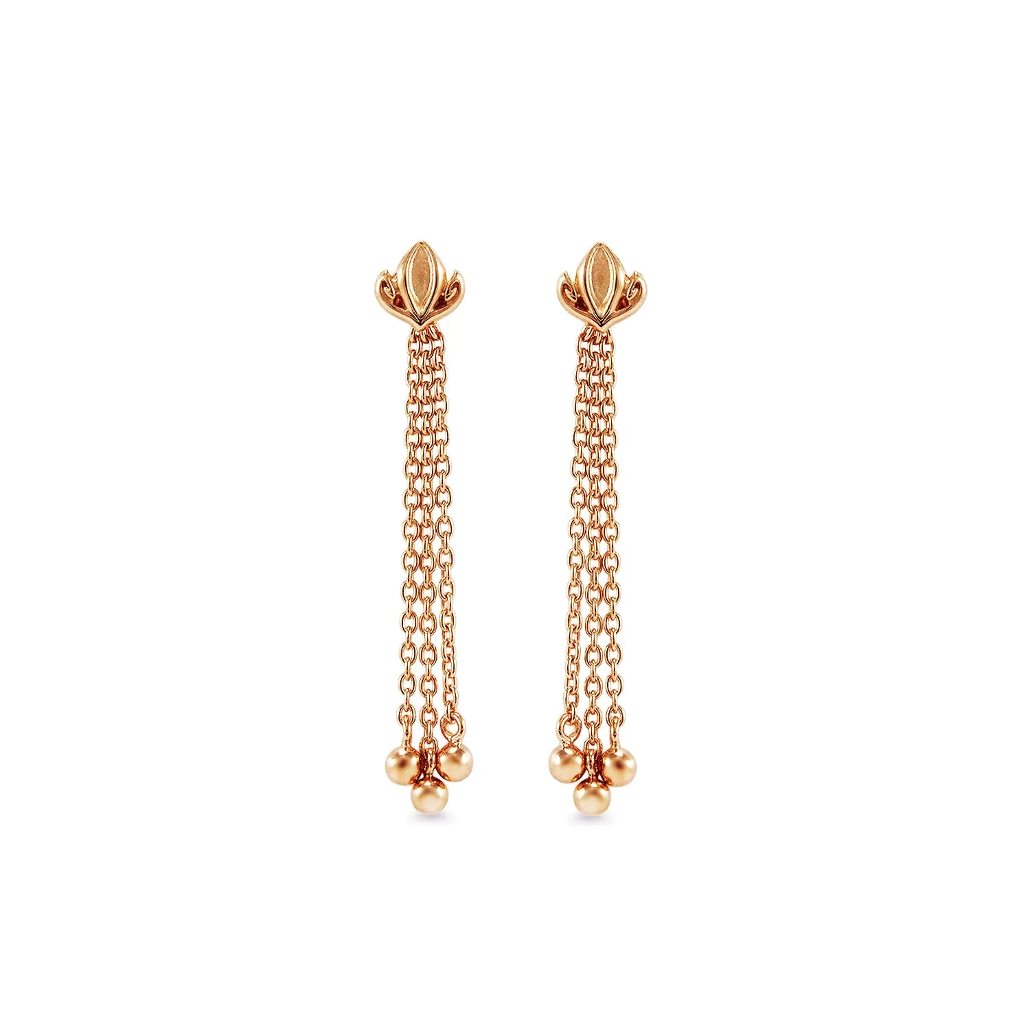 Dual Tassel Earring Long - 18K Rose Gold Vermeil
