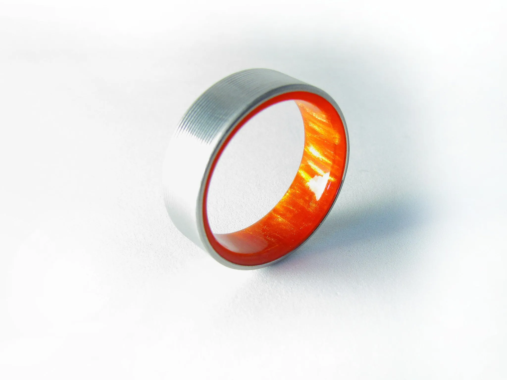 Duality (Firestorm) - Red Resin Lined Titanium Wedding Band